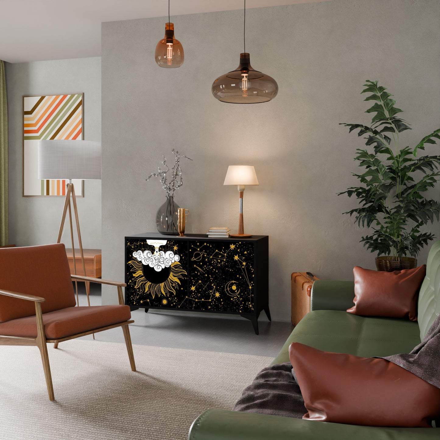 Credenza STELLAR CONSTELLATIONS a 2 ante in finitura nera