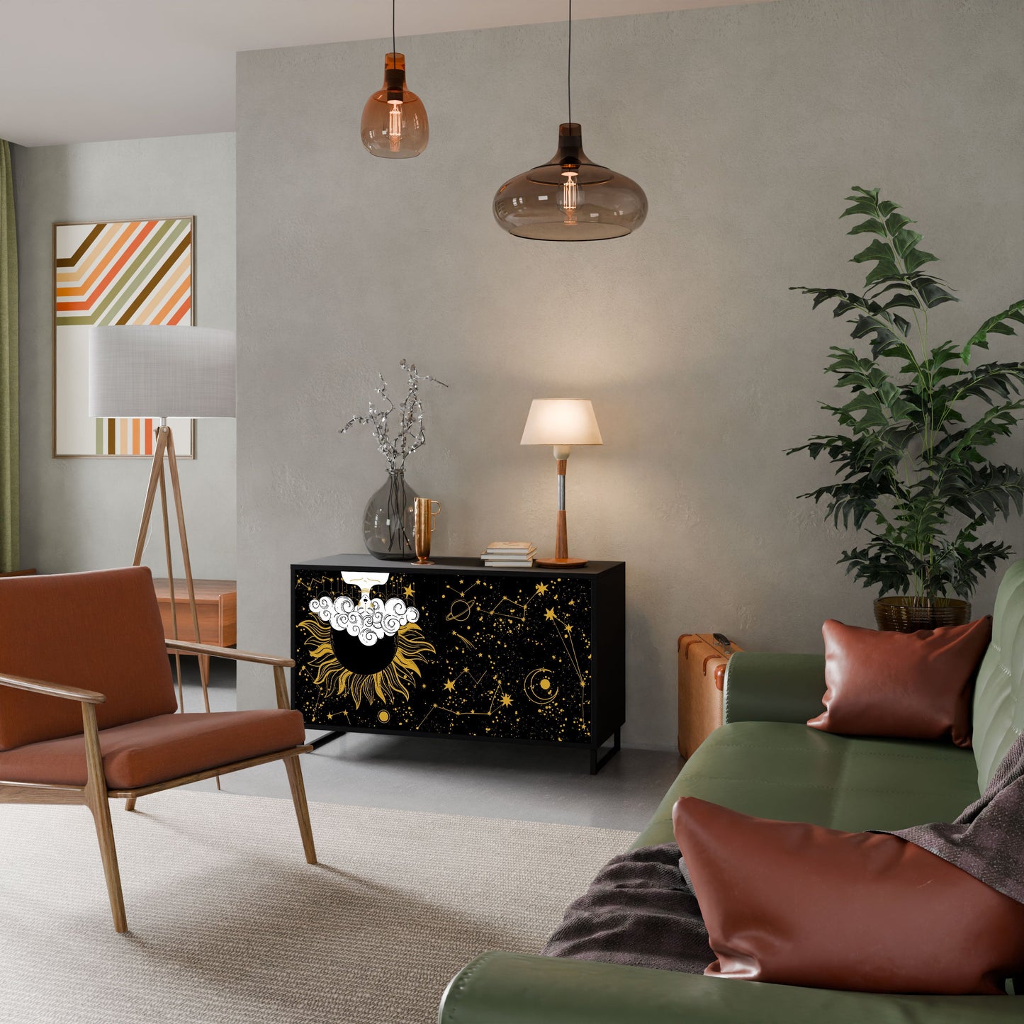 Credenza STELLAR CONSTELLATIONS a 2 ante in finitura nera
