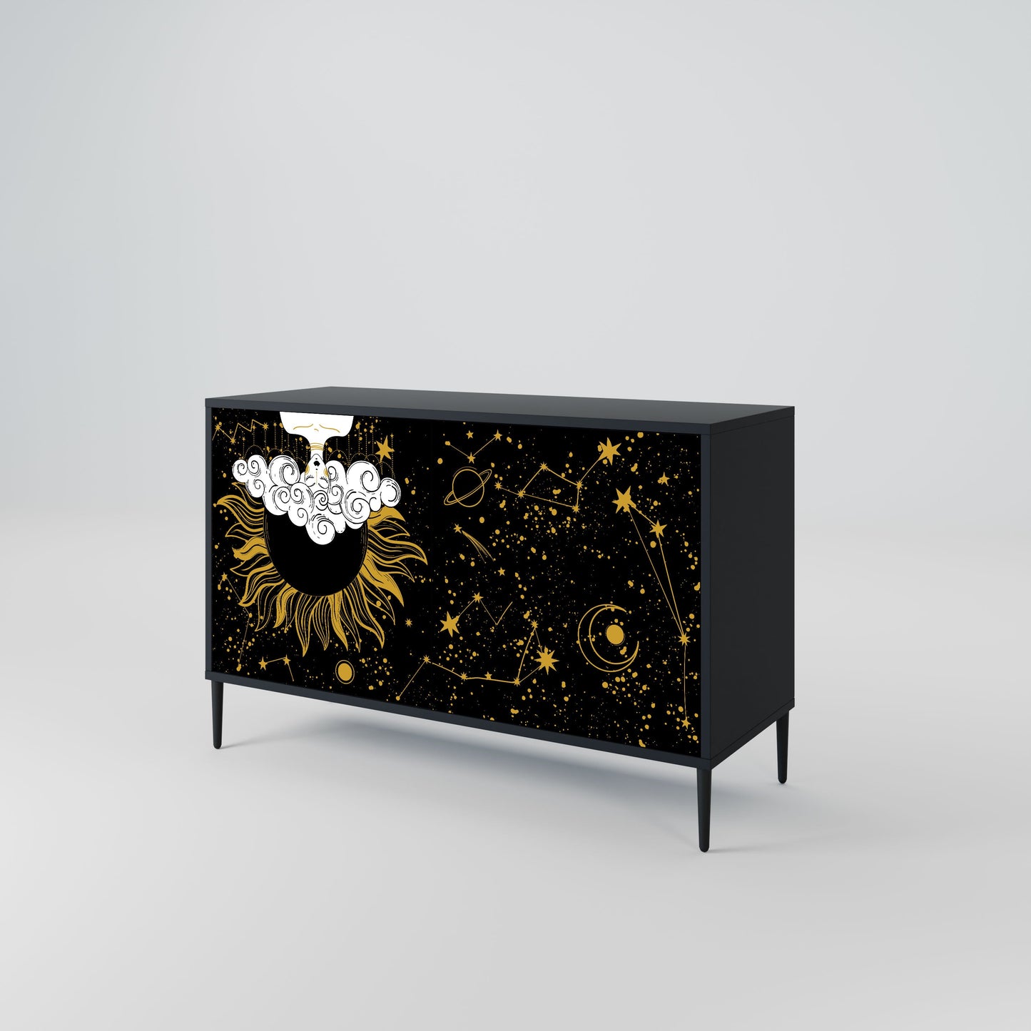 Credenza STELLAR CONSTELLATIONS a 2 ante in finitura nera