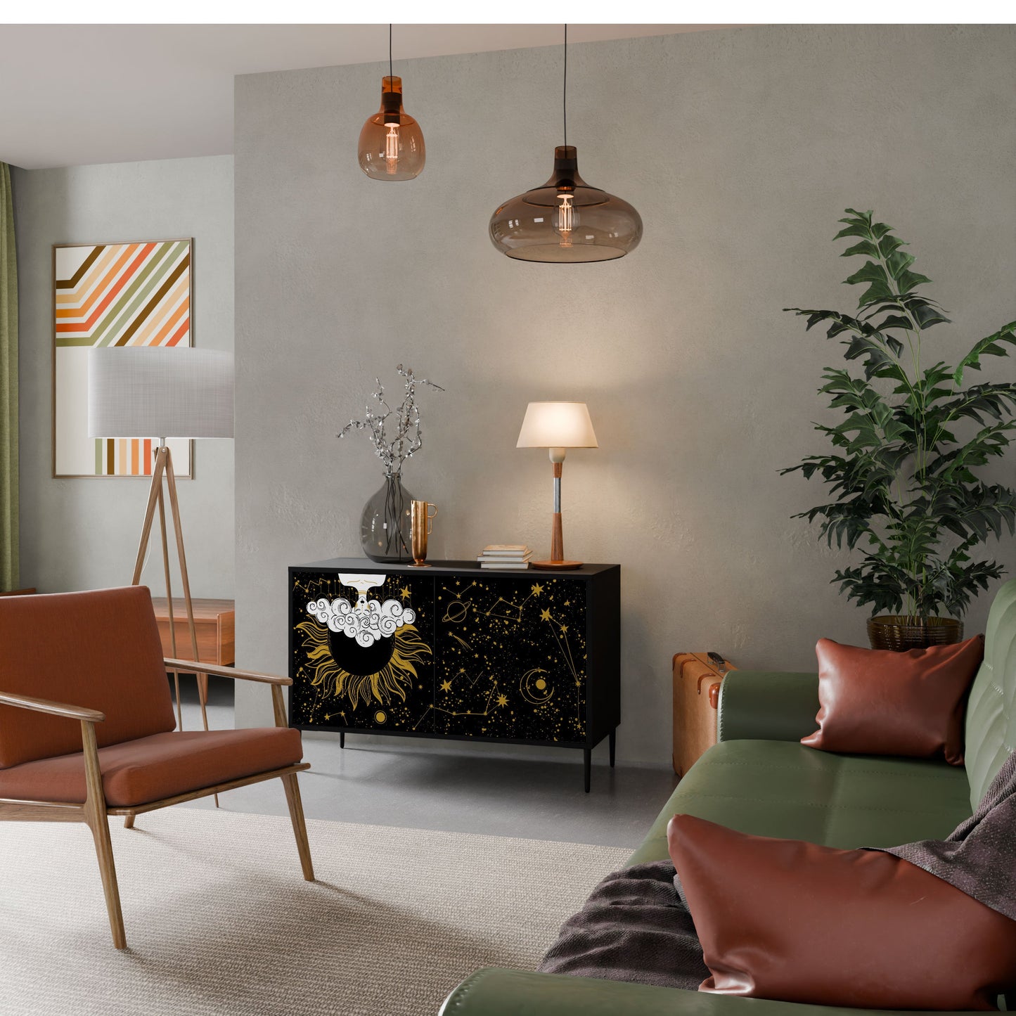 Credenza STELLAR CONSTELLATIONS a 2 ante in finitura nera
