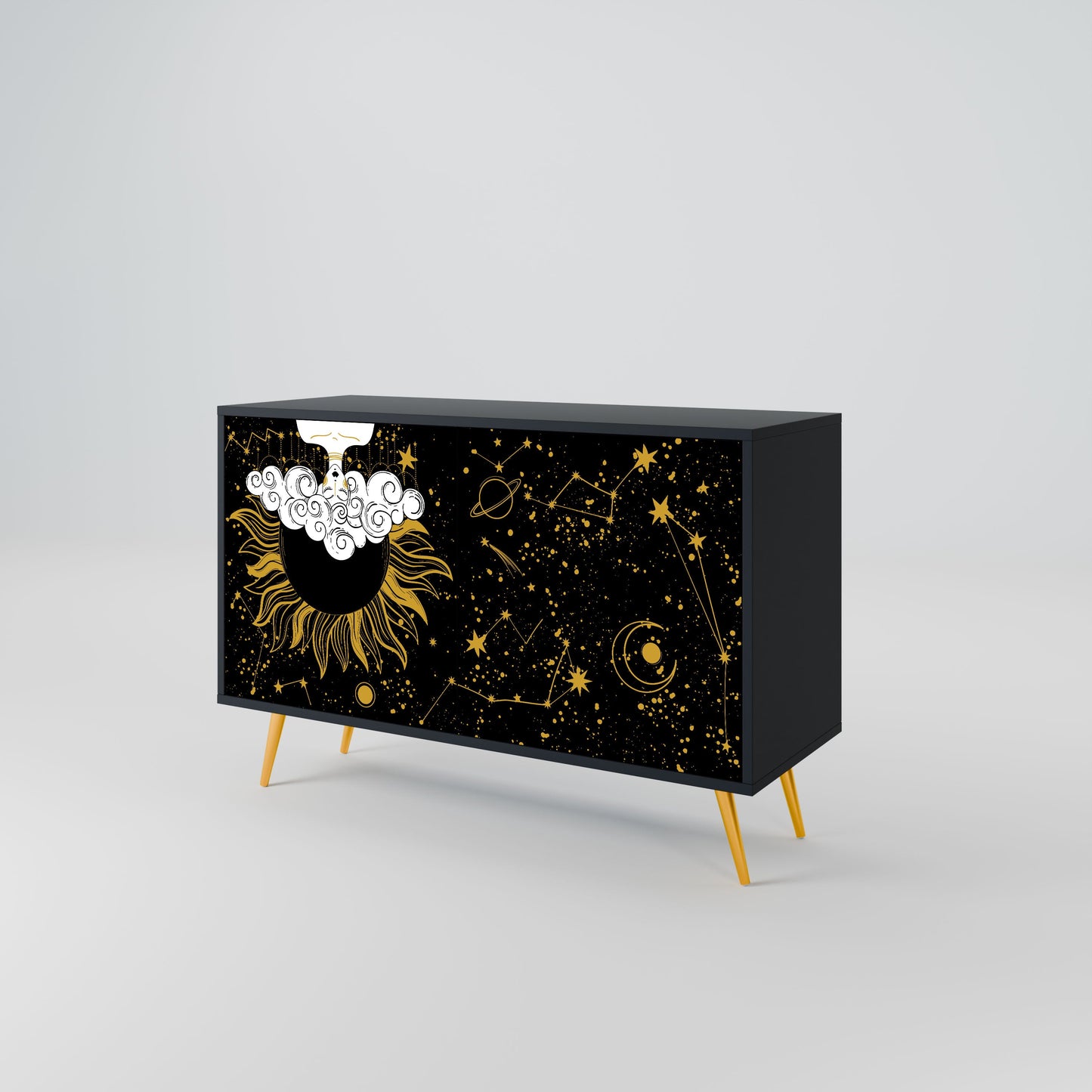 Credenza STELLAR CONSTELLATIONS a 2 ante in finitura nera