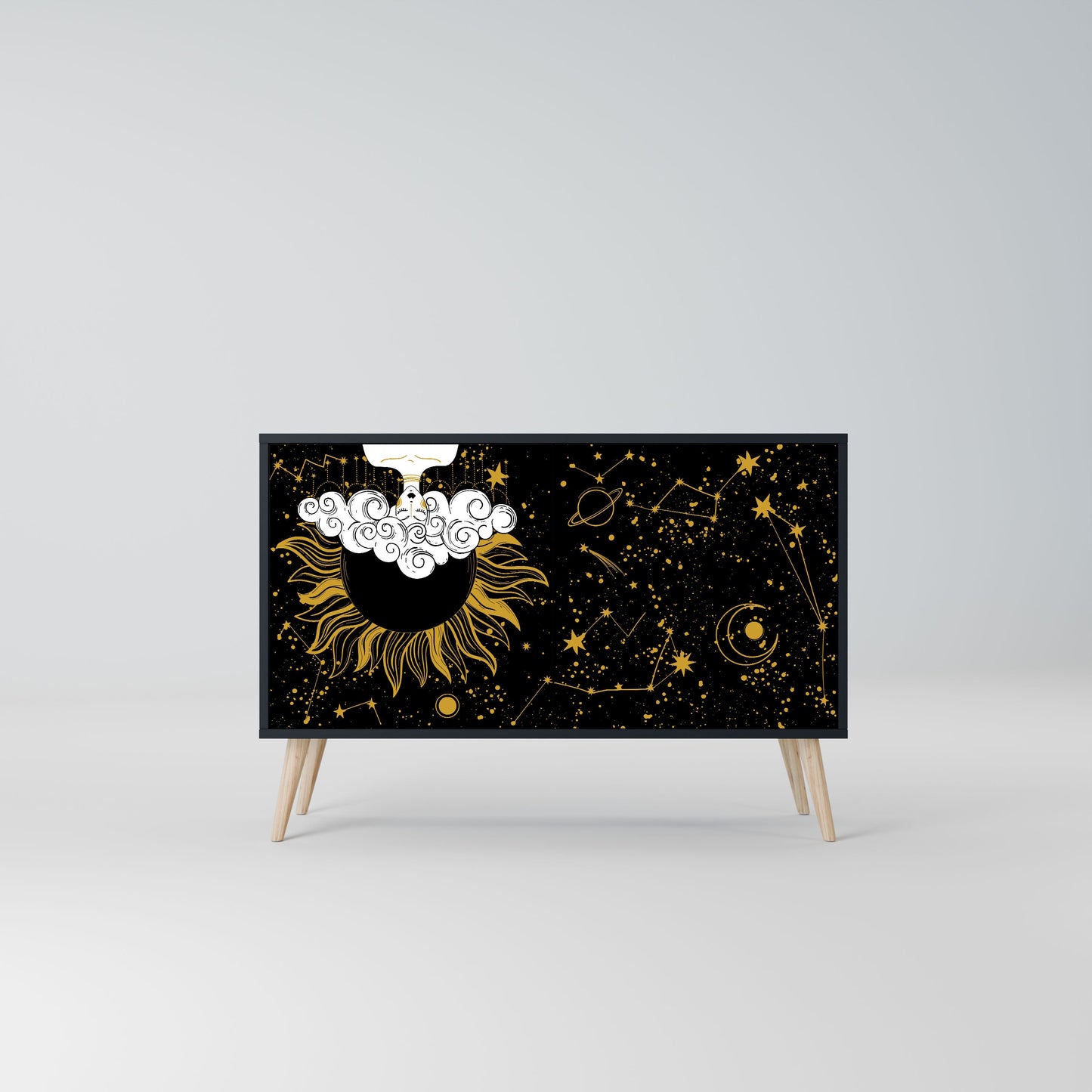Credenza STELLAR CONSTELLATIONS a 2 ante in finitura nera