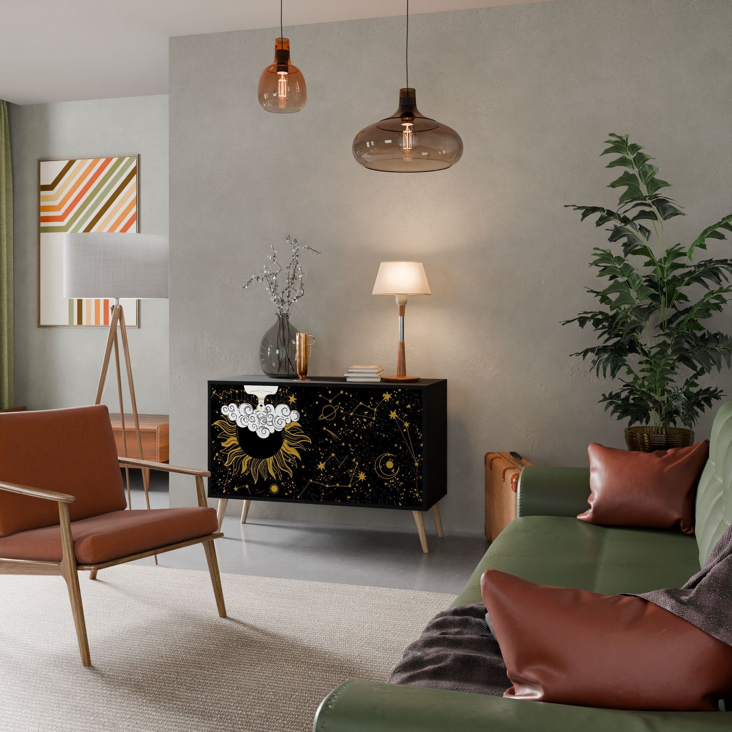 Credenza STELLAR CONSTELLATIONS a 2 ante in finitura nera
