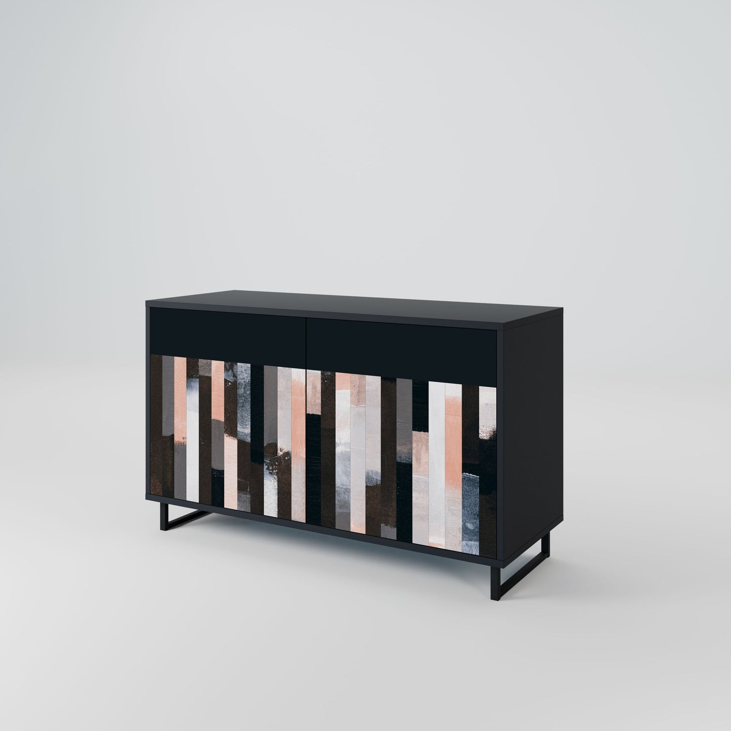 Credenza COLLAGE OF RECTANGLES a 2 ante in finitura nera
