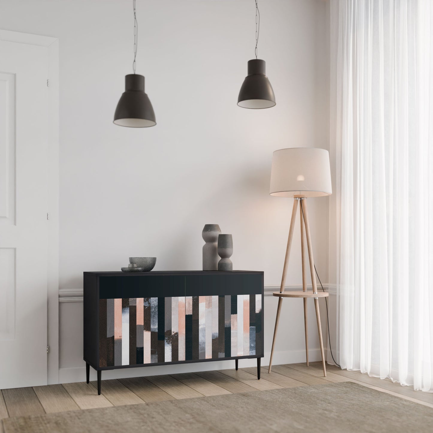 Credenza COLLAGE OF RECTANGLES a 2 ante in finitura nera