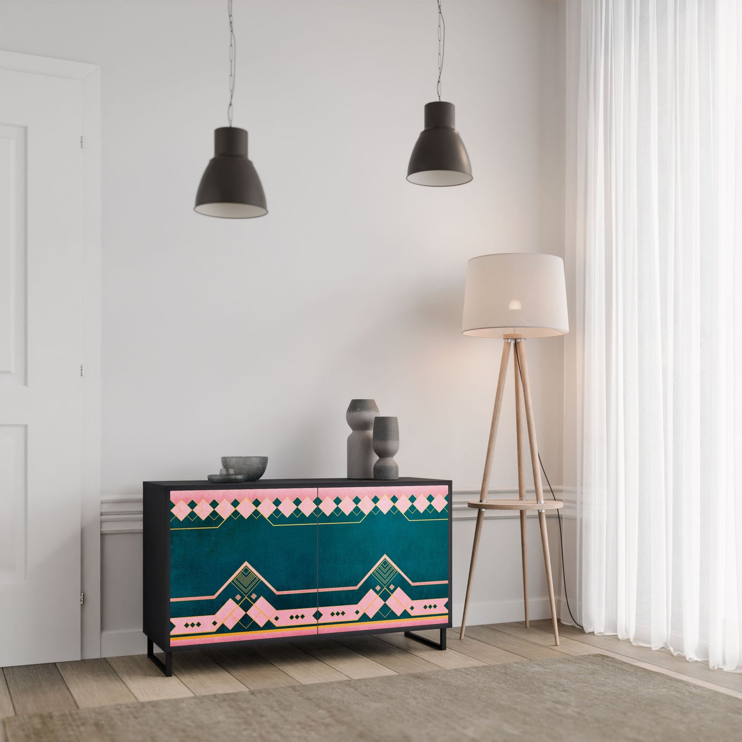Credenza a 2 ante ROYAL COMPOSITION in finitura nera