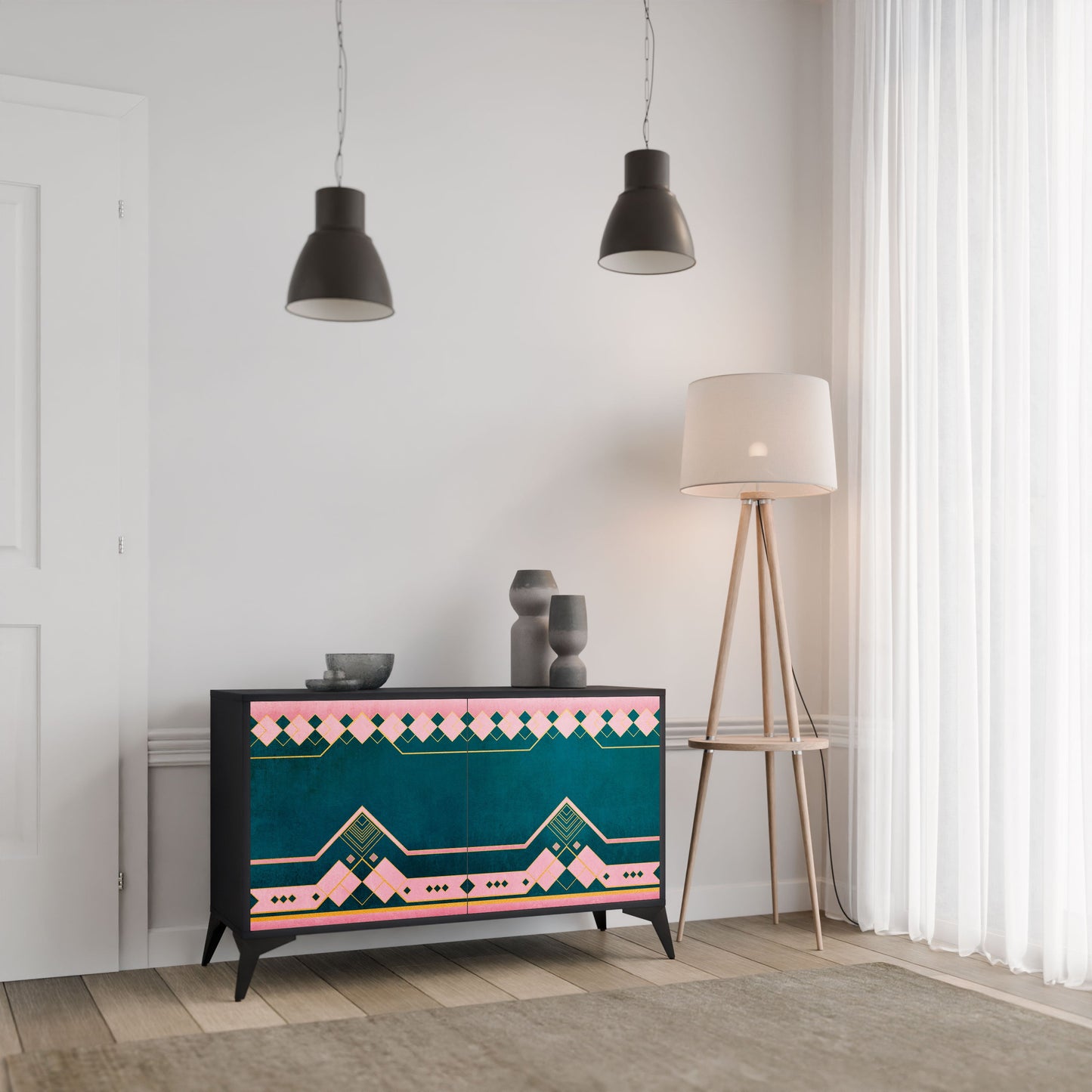 Credenza a 2 ante ROYAL COMPOSITION in finitura nera