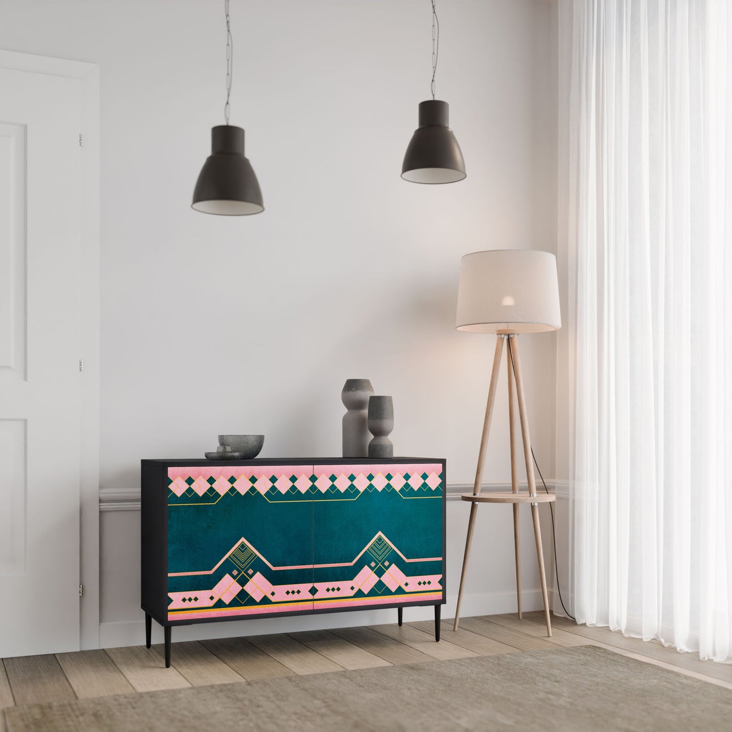 Credenza a 2 ante ROYAL COMPOSITION in finitura nera