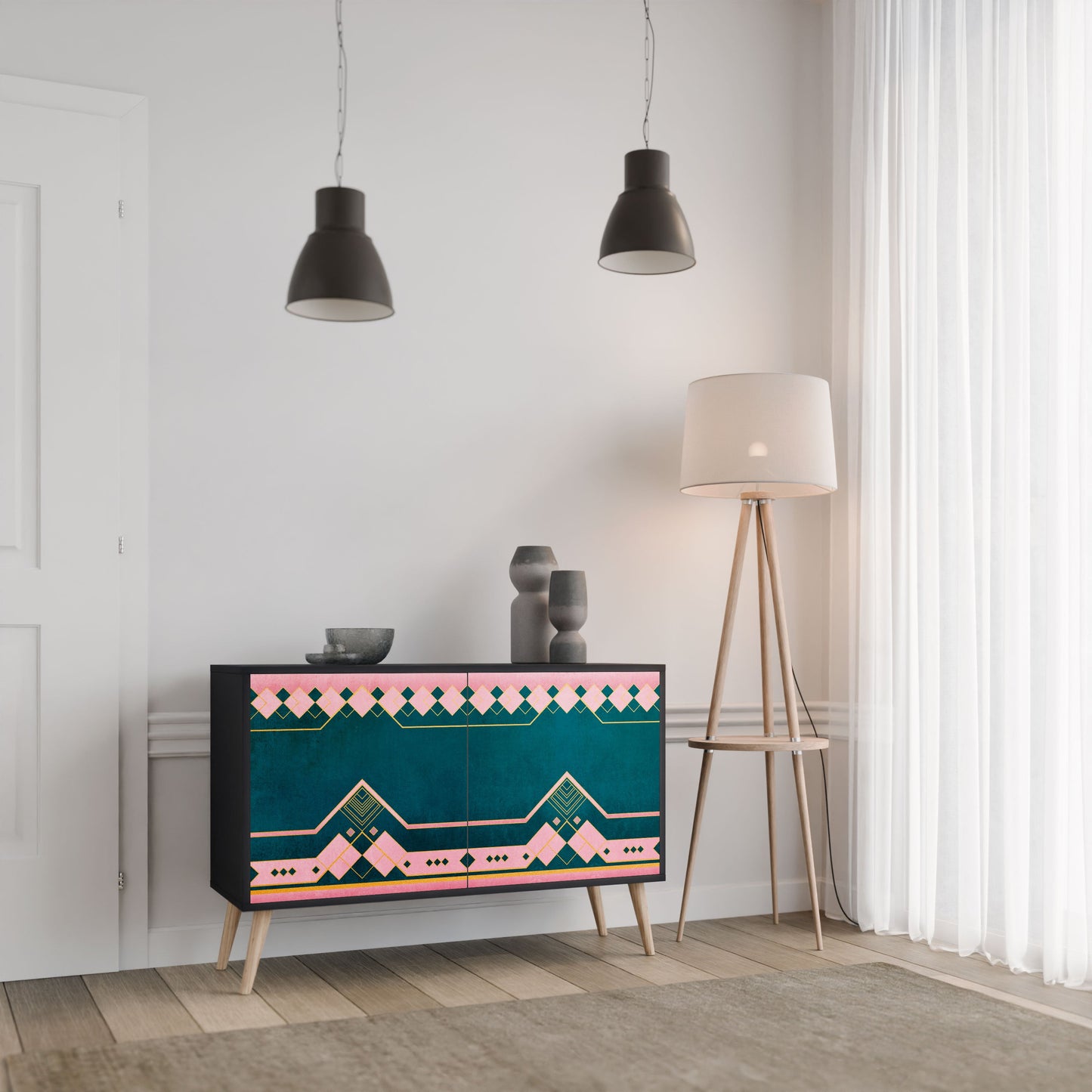 Credenza a 2 ante ROYAL COMPOSITION in finitura nera