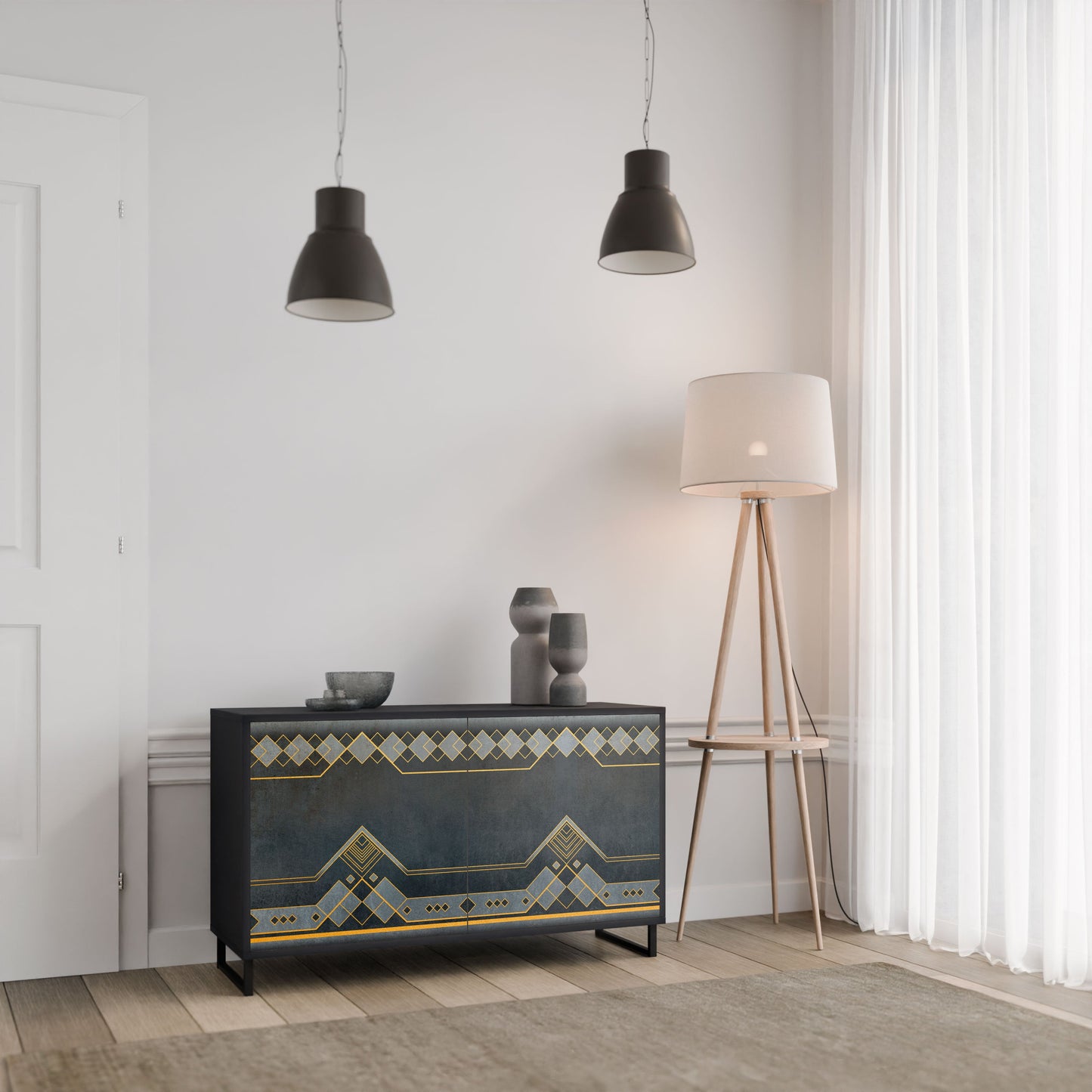 Credenza a 2 ante ROYAL ORDINARINESS in finitura nera