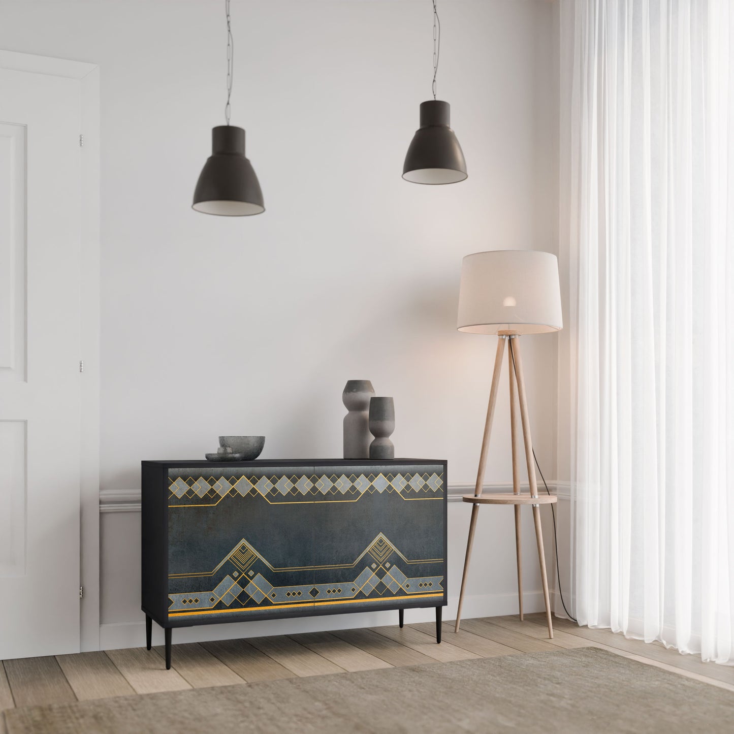 Credenza a 2 ante ROYAL ORDINARINESS in finitura nera