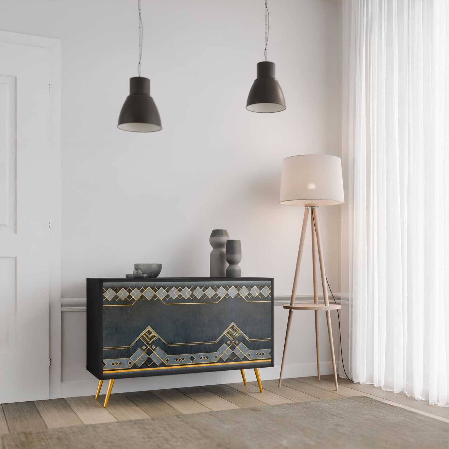 Credenza a 2 ante ROYAL ORDINARINESS in finitura nera
