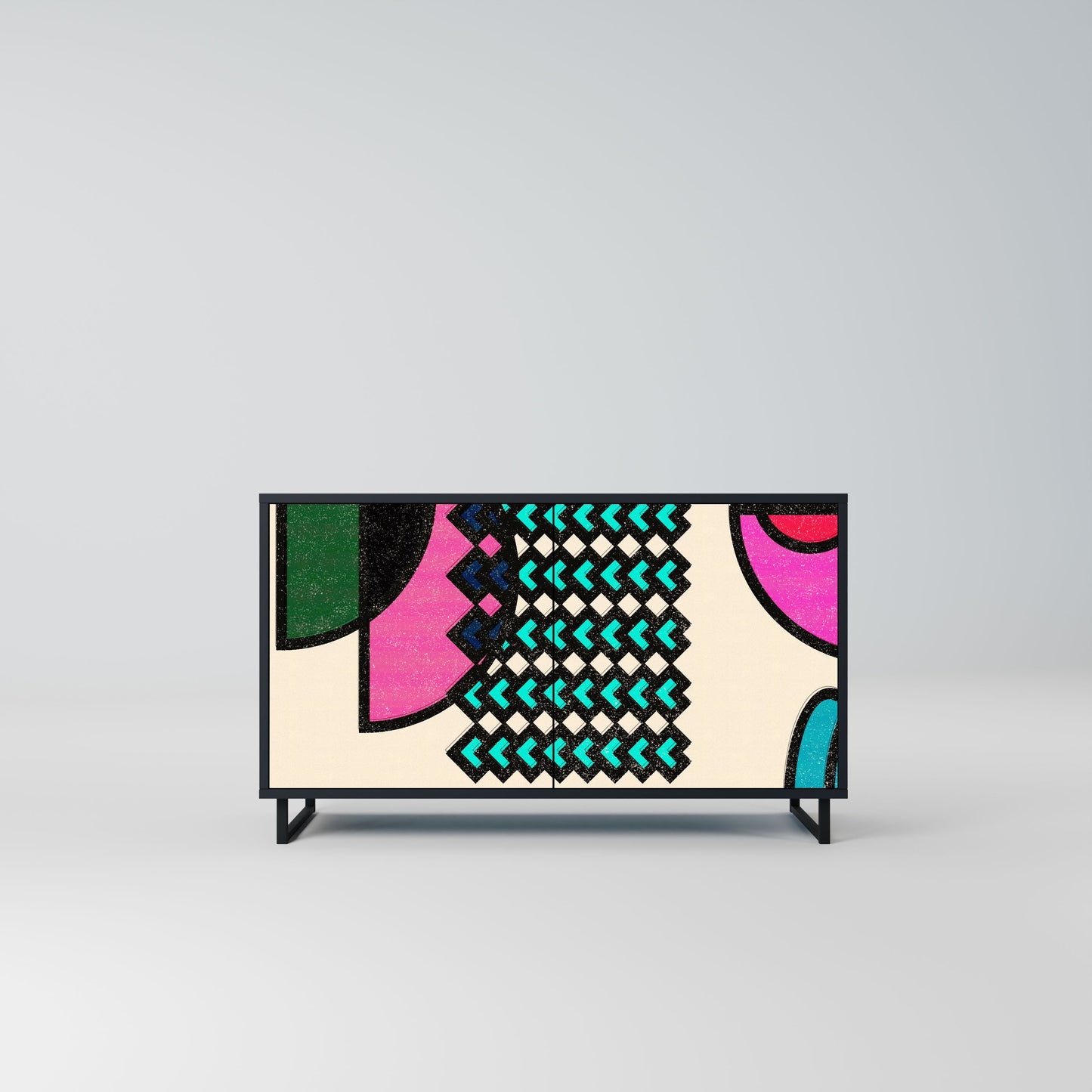 Credenza GEOMETRIC RHAPSODY a 2 ante in finitura nera