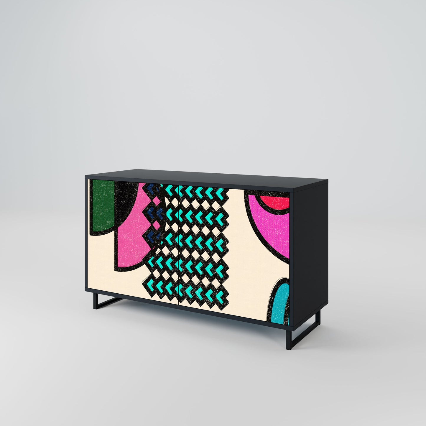 Credenza GEOMETRIC RHAPSODY a 2 ante in finitura nera