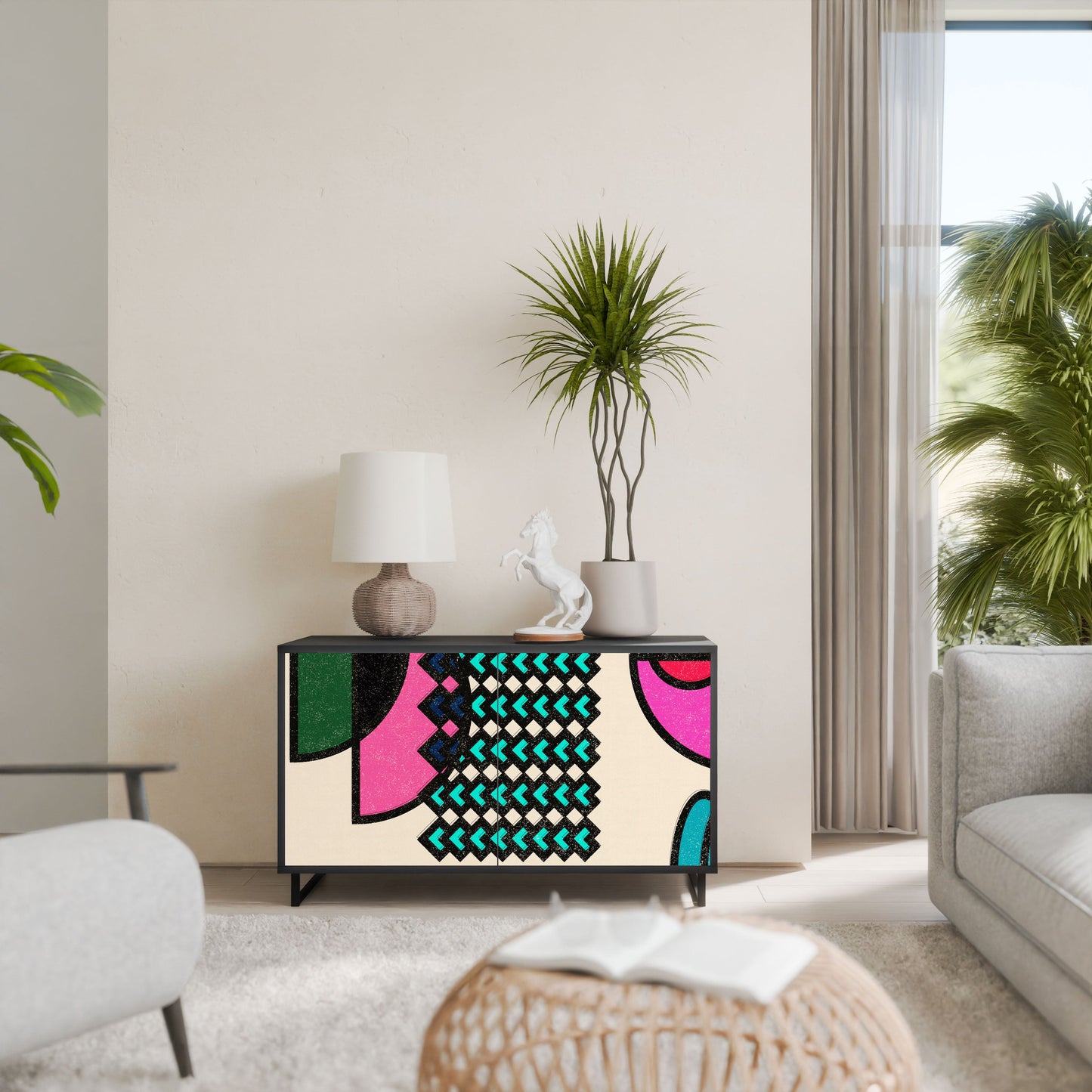 Credenza GEOMETRIC RHAPSODY a 2 ante in finitura nera