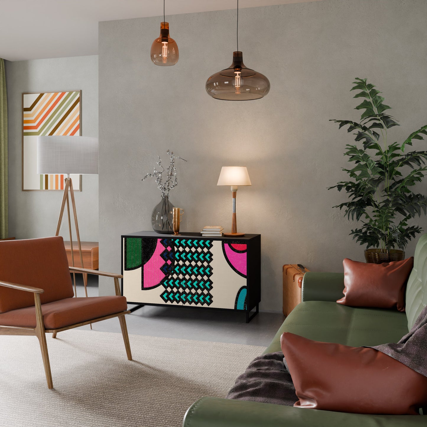 Credenza GEOMETRIC RHAPSODY a 2 ante in finitura nera