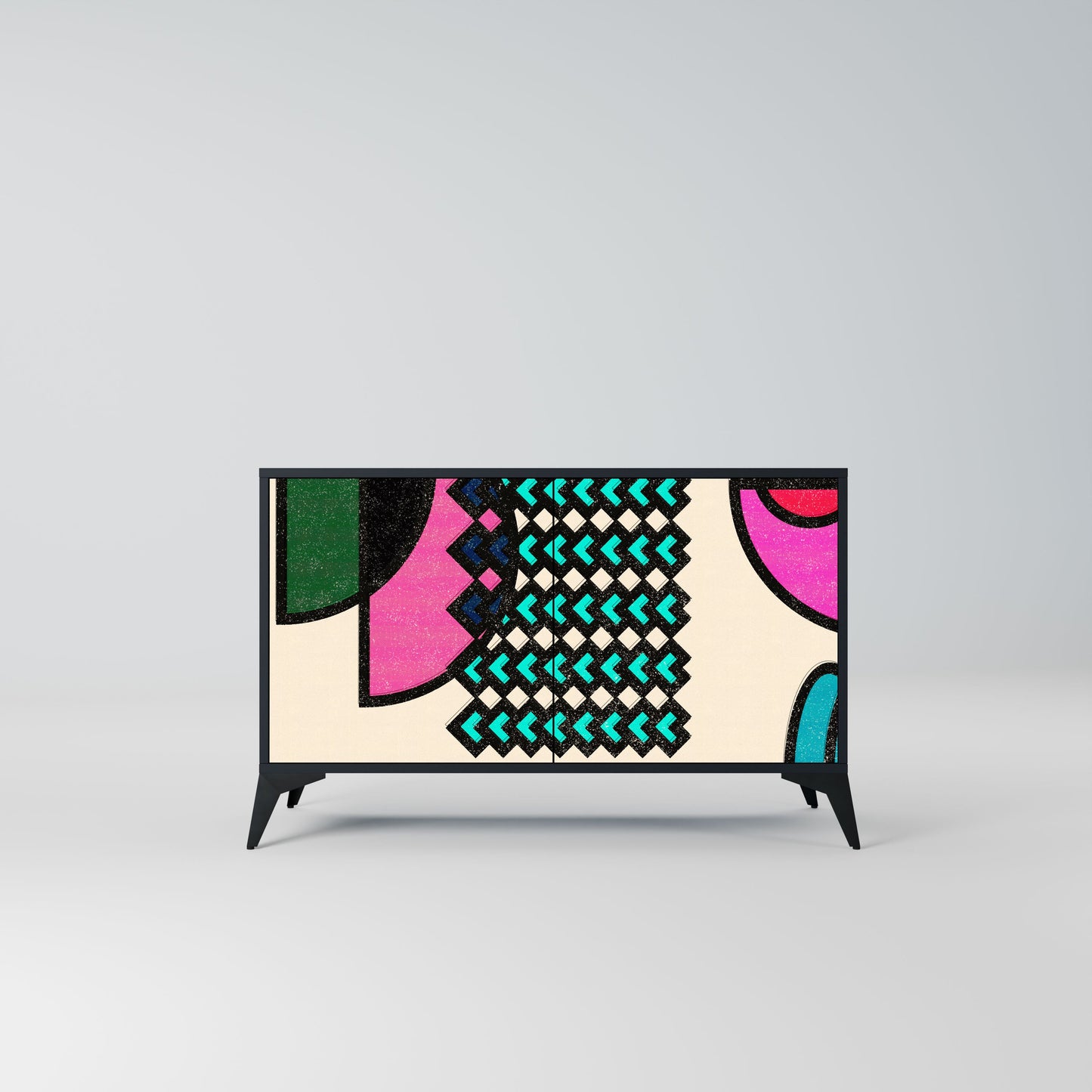 Credenza GEOMETRIC RHAPSODY a 2 ante in finitura nera