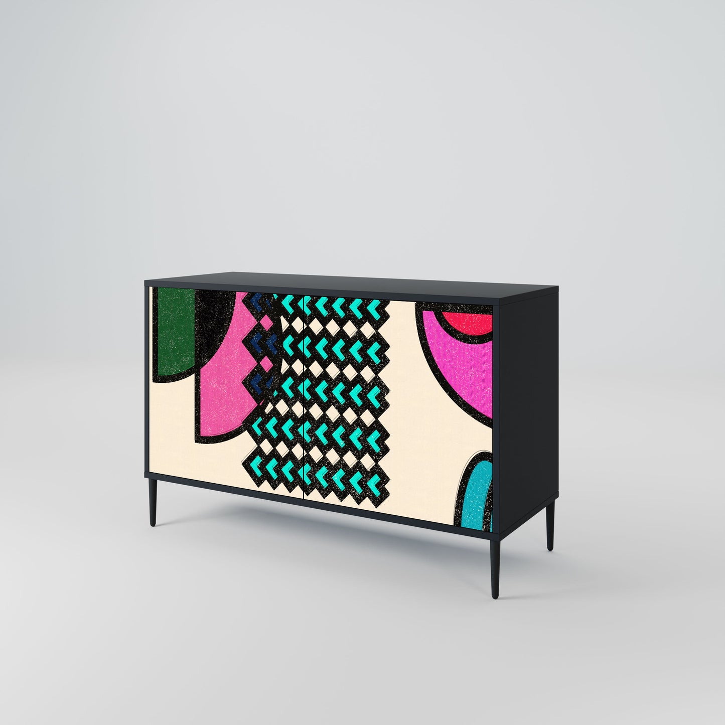 Credenza GEOMETRIC RHAPSODY a 2 ante in finitura nera