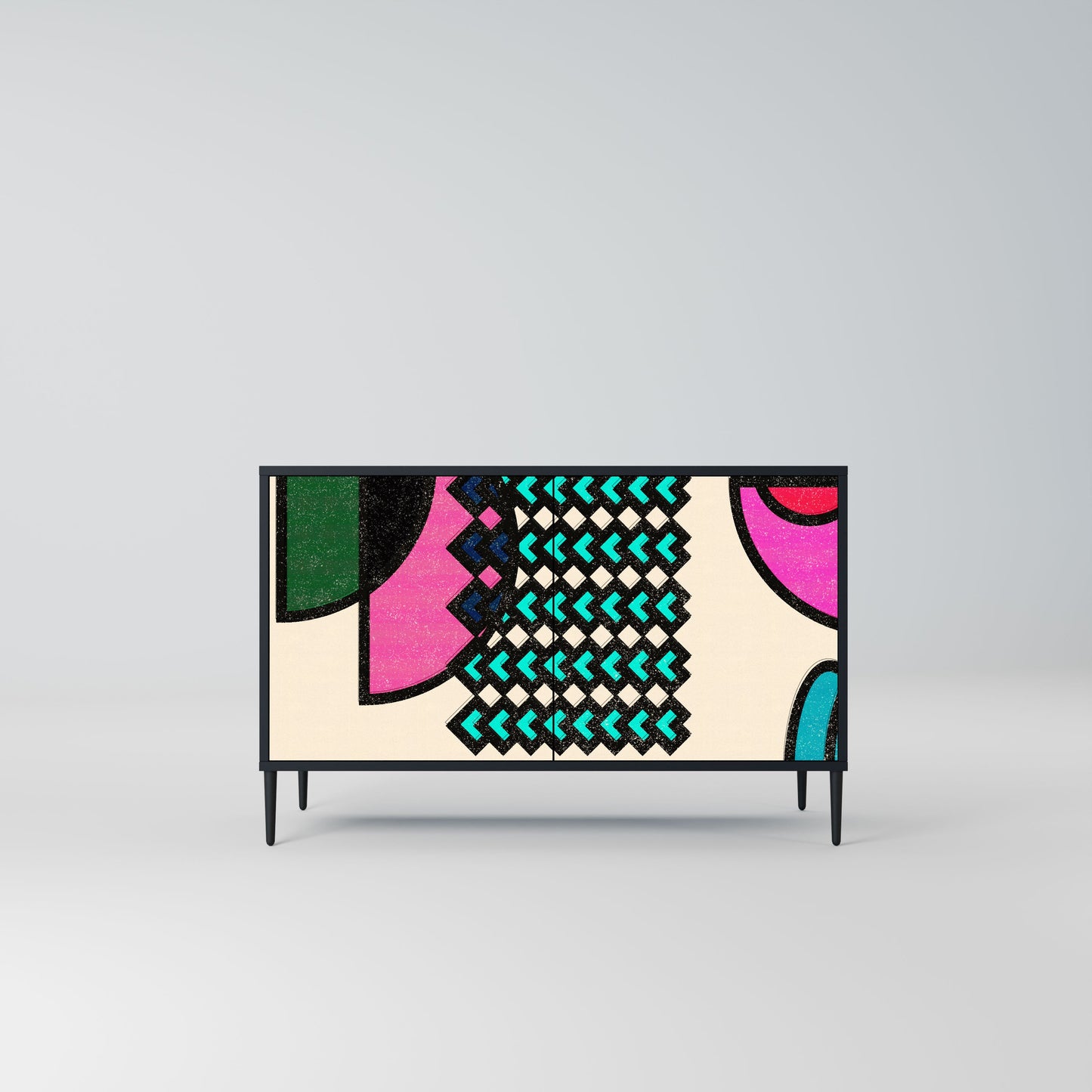 Credenza GEOMETRIC RHAPSODY a 2 ante in finitura nera