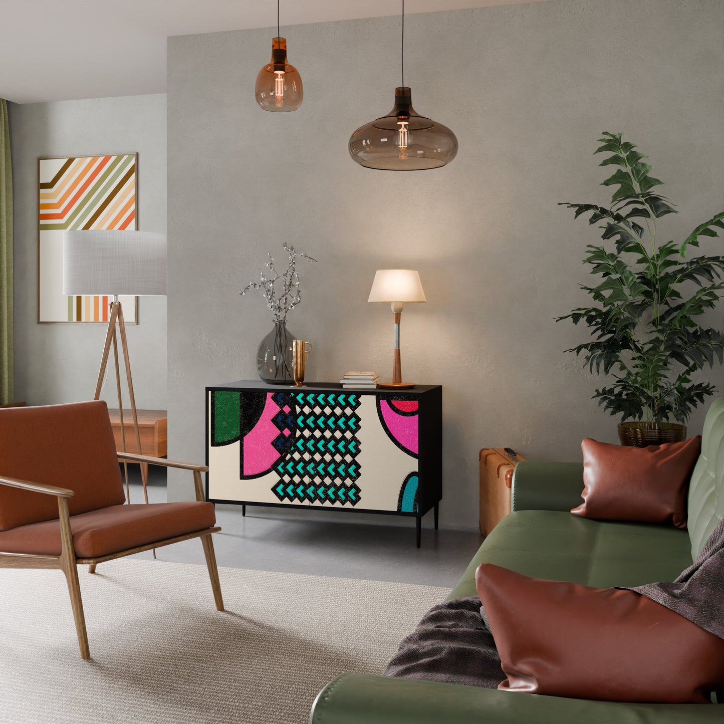 Credenza GEOMETRIC RHAPSODY a 2 ante in finitura nera