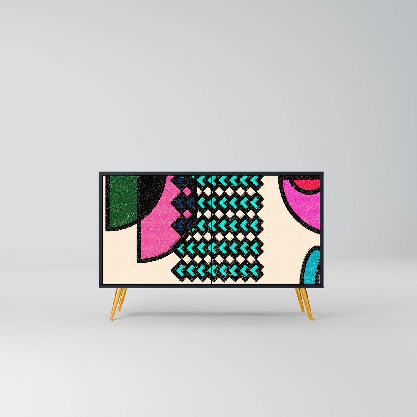 Credenza GEOMETRIC RHAPSODY a 2 ante in finitura nera
