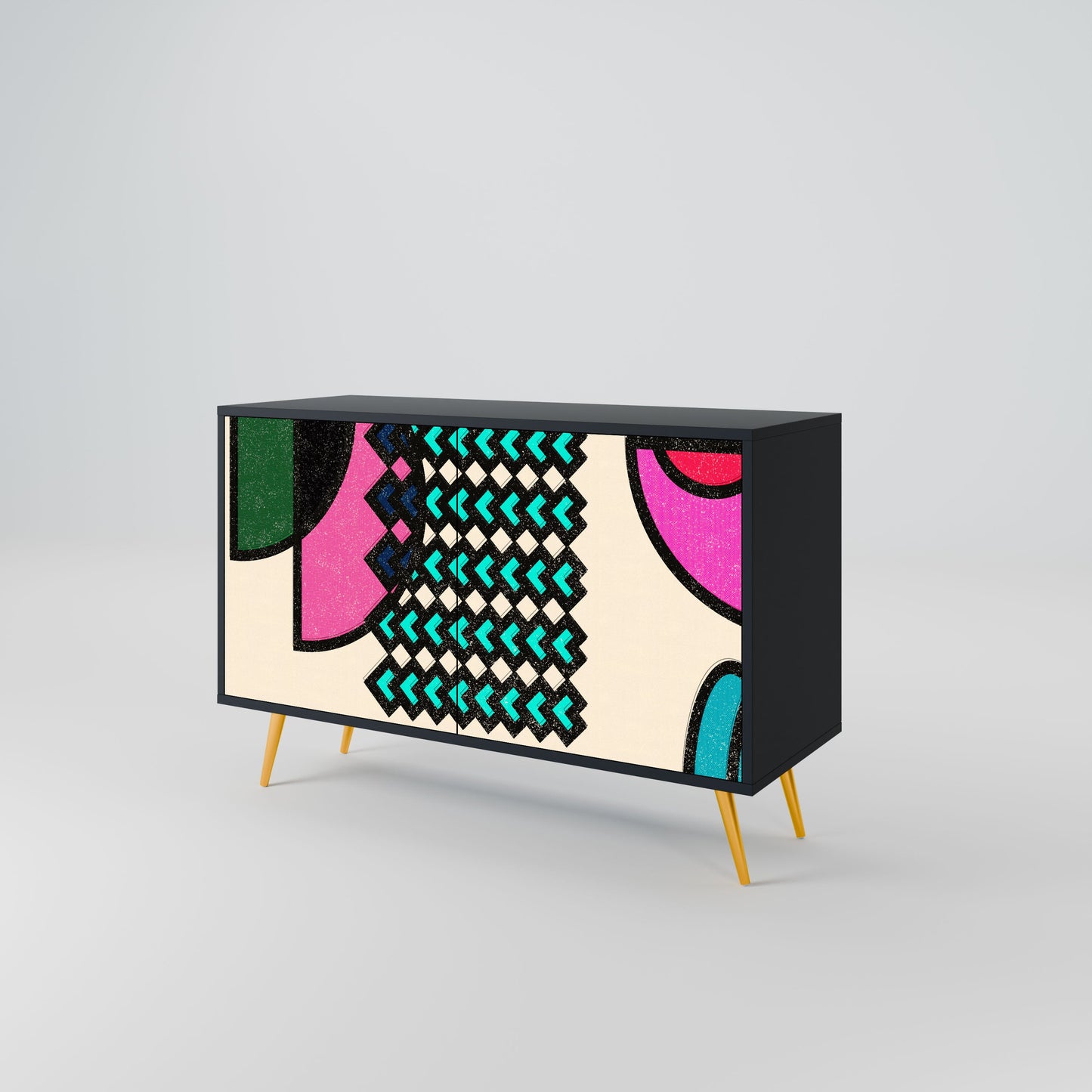 Credenza GEOMETRIC RHAPSODY a 2 ante in finitura nera