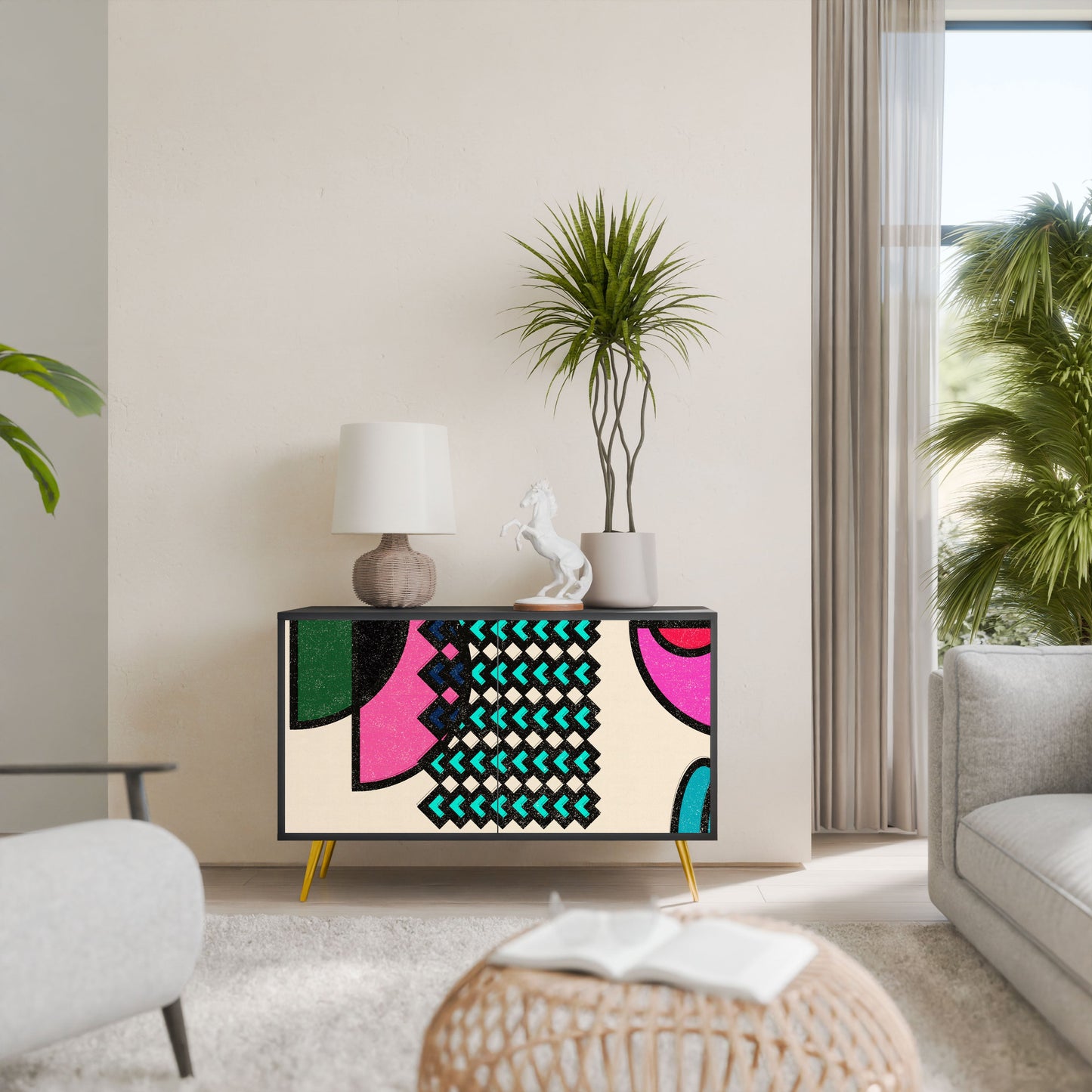 Credenza GEOMETRIC RHAPSODY a 2 ante in finitura nera