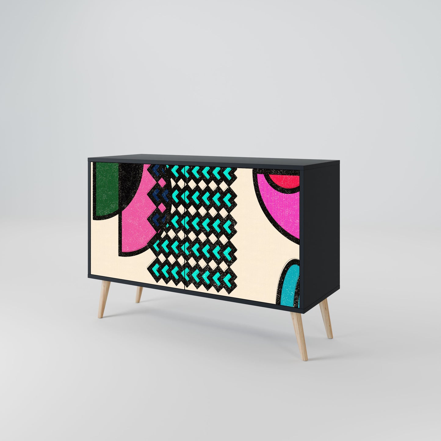 Credenza GEOMETRIC RHAPSODY a 2 ante in finitura nera