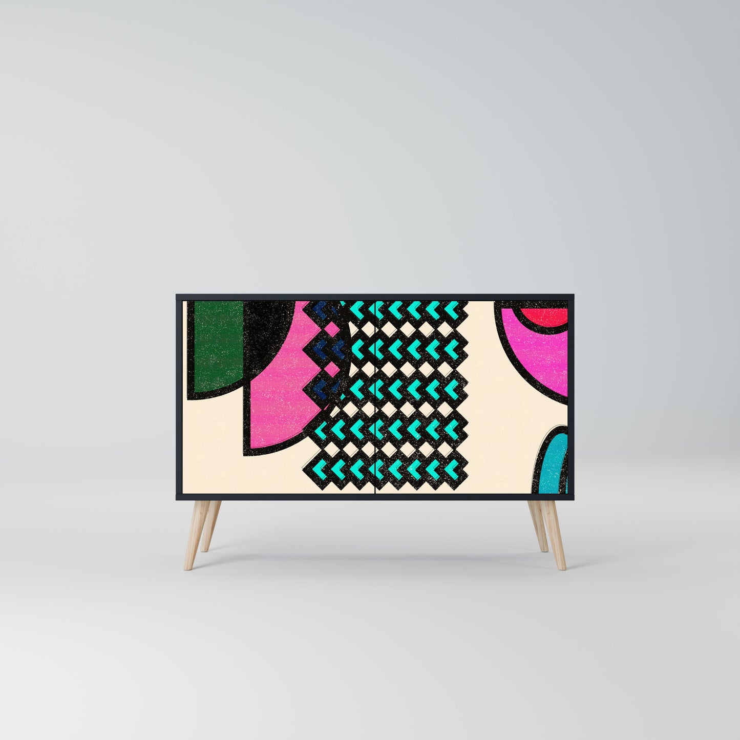 Credenza GEOMETRIC RHAPSODY a 2 ante in finitura nera