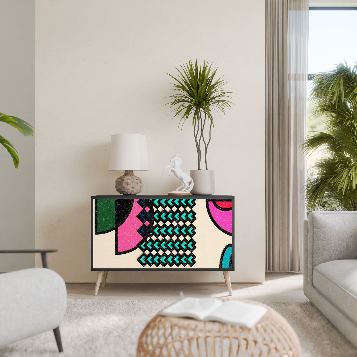 Credenza GEOMETRIC RHAPSODY a 2 ante in finitura nera