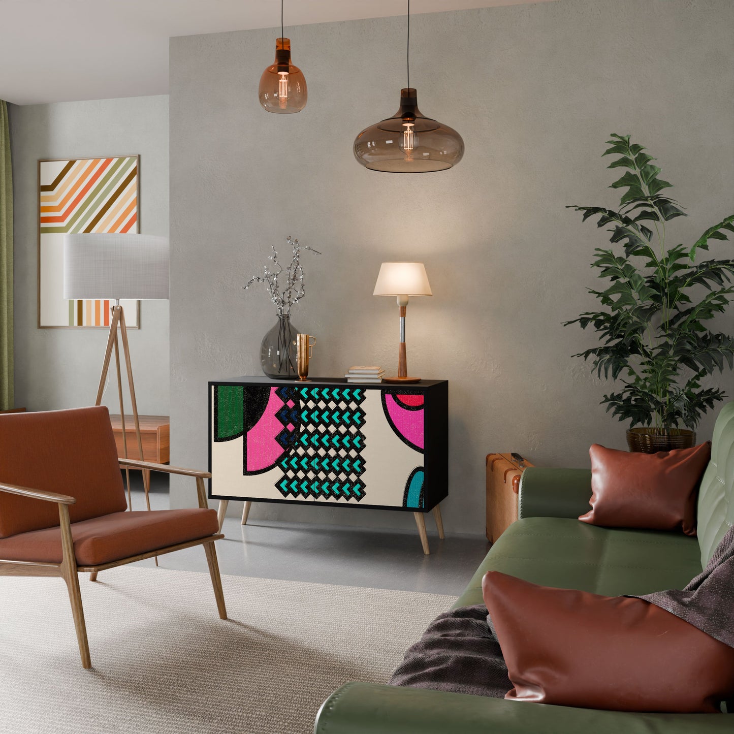 Credenza GEOMETRIC RHAPSODY a 2 ante in finitura nera