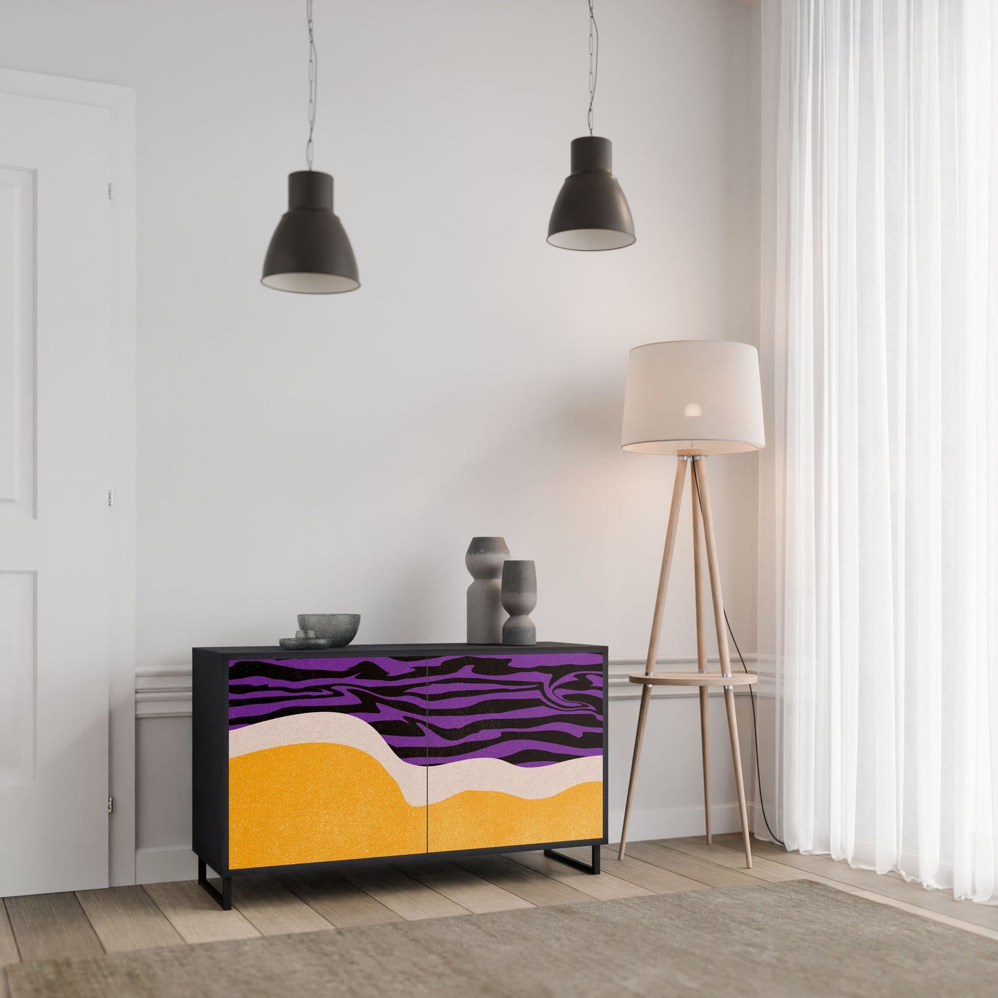 Credenza INDEPENDENT BORDER a 2 ante in finitura nera