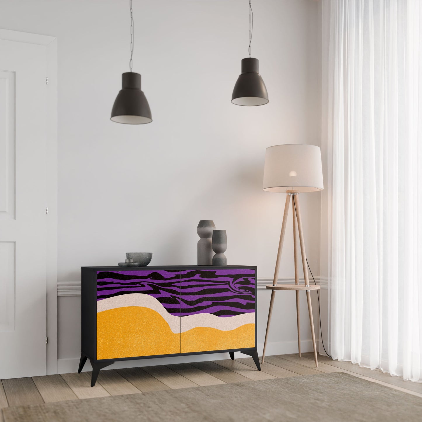 Credenza INDEPENDENT BORDER a 2 ante in finitura nera
