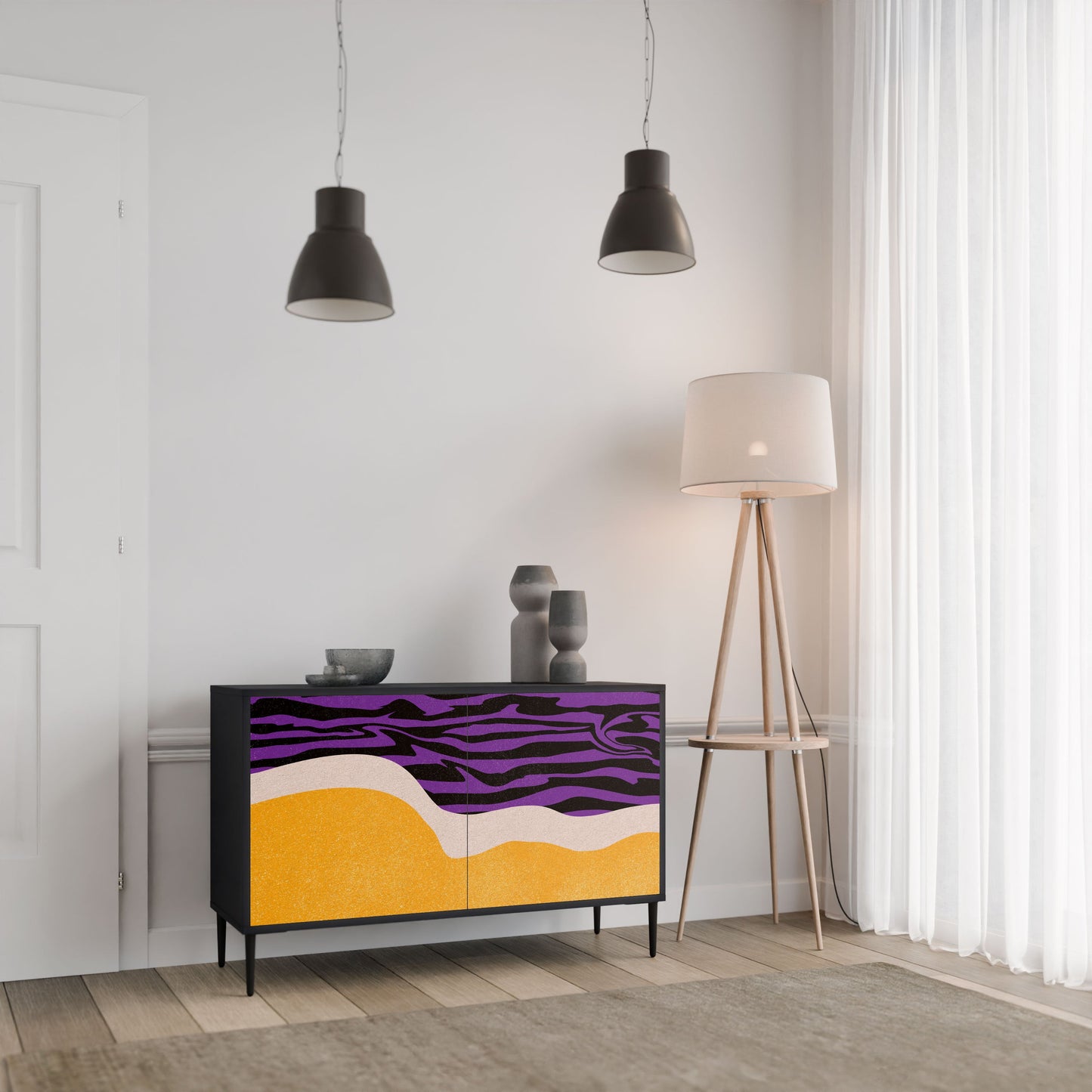 Credenza INDEPENDENT BORDER a 2 ante in finitura nera