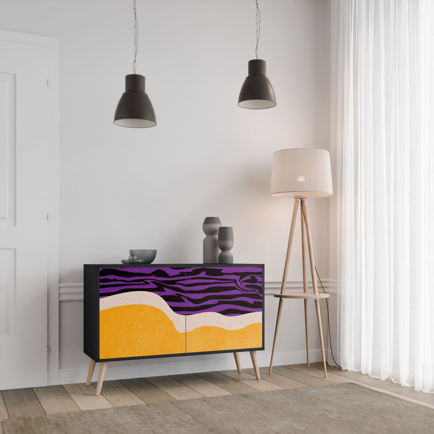 Credenza INDEPENDENT BORDER a 2 ante in finitura nera