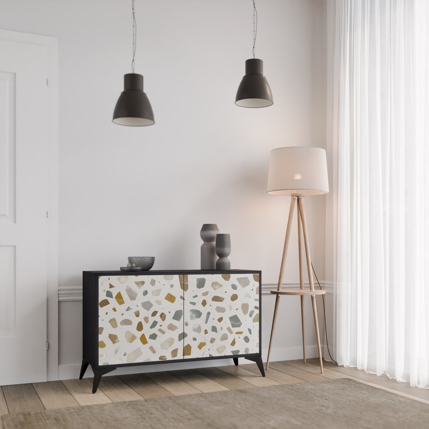 Credenza a 2 ante PIECES OF TOMORROW in finitura nera