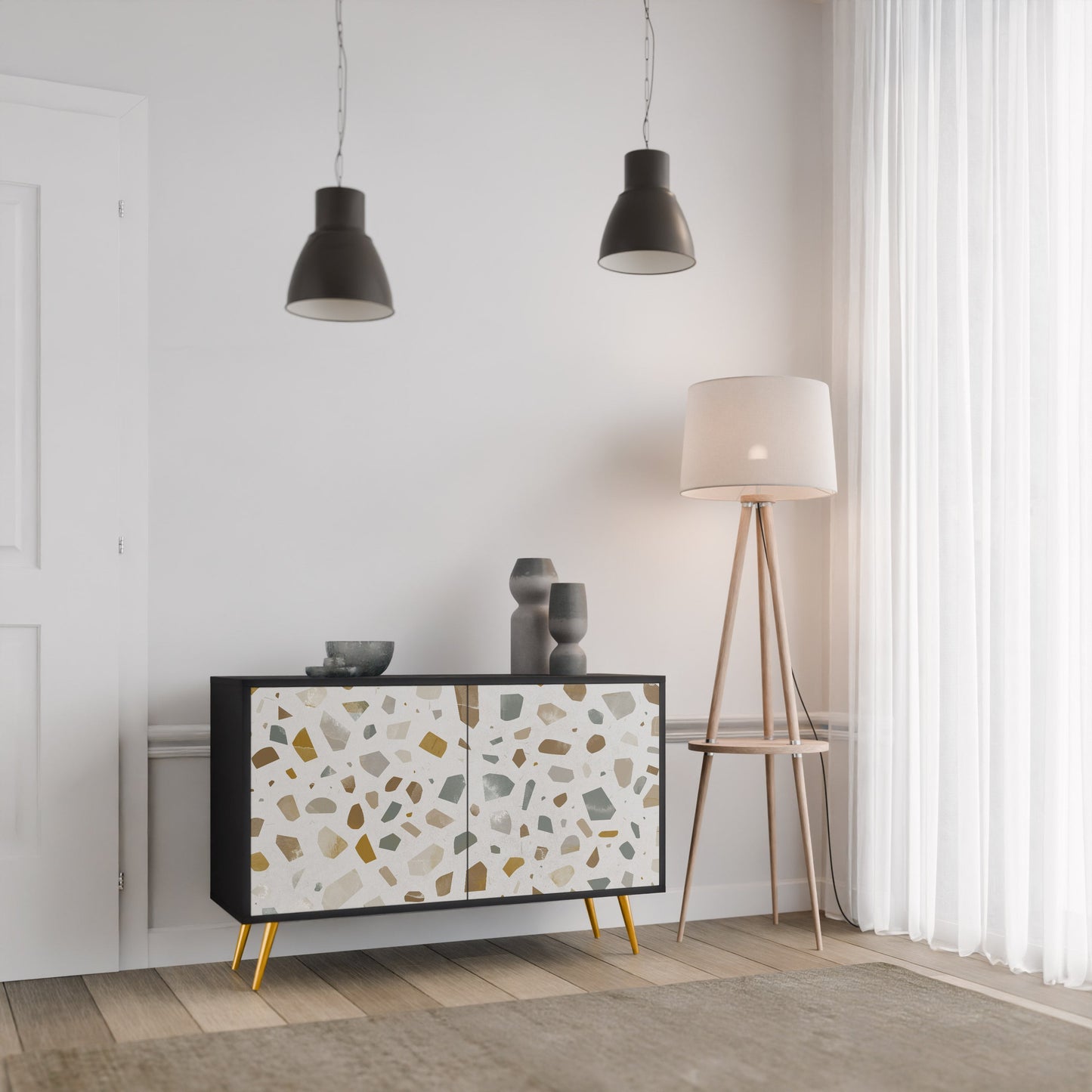 Credenza a 2 ante PIECES OF TOMORROW in finitura nera