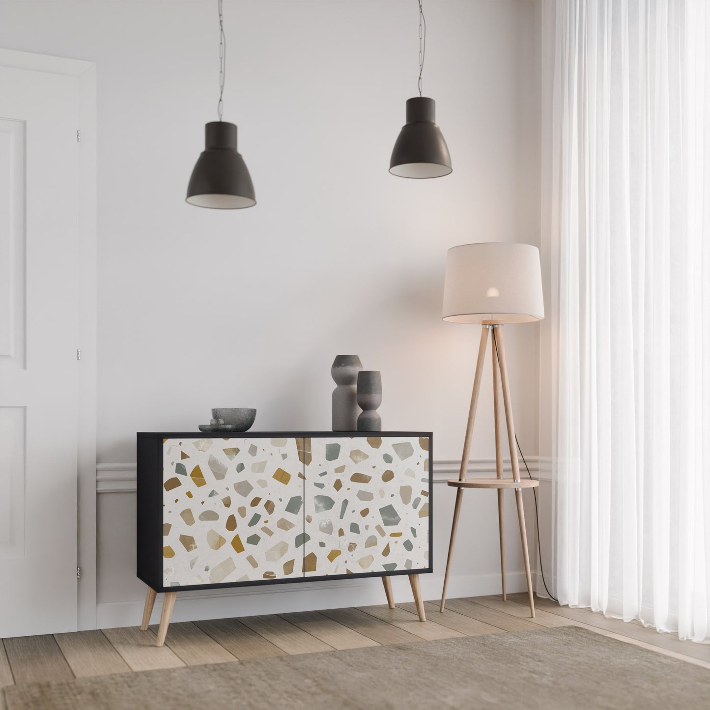 Credenza a 2 ante PIECES OF TOMORROW in finitura nera