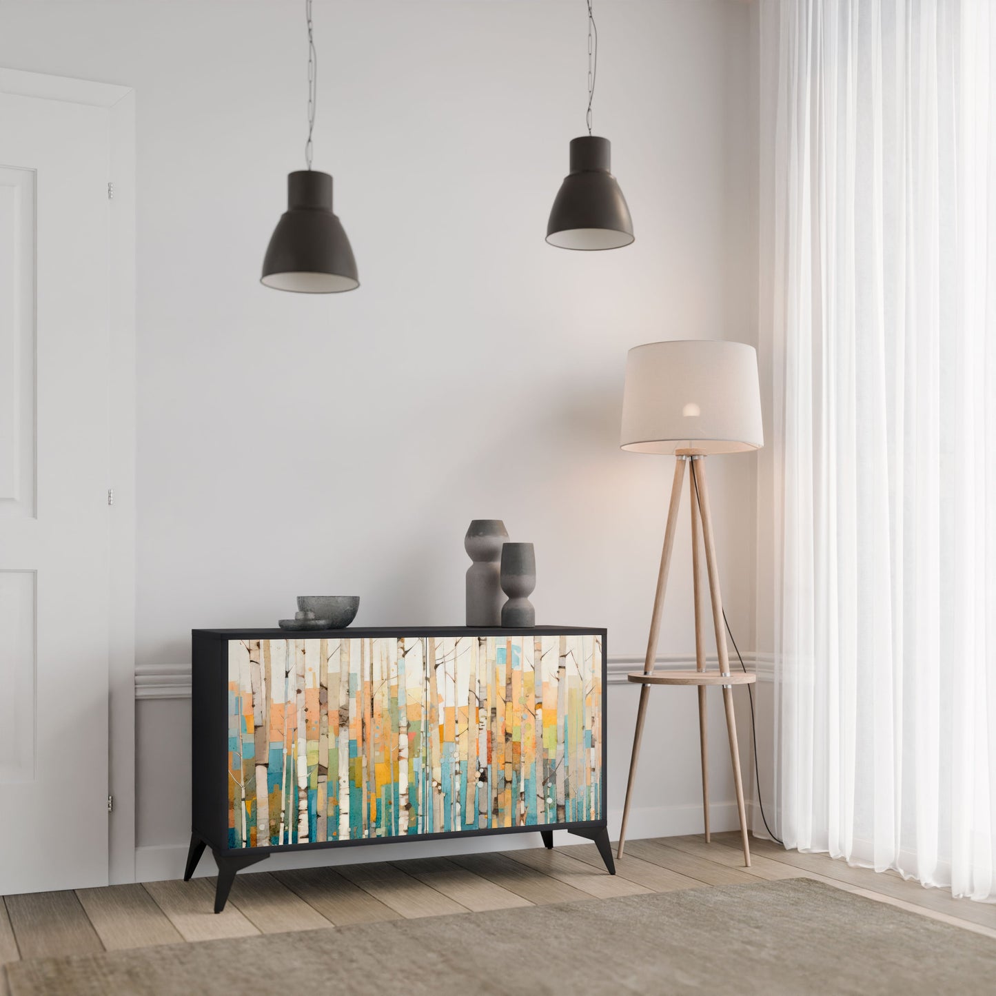 Credenza BIRCH KALEIDOSCOPE a 2 ante in finitura nera