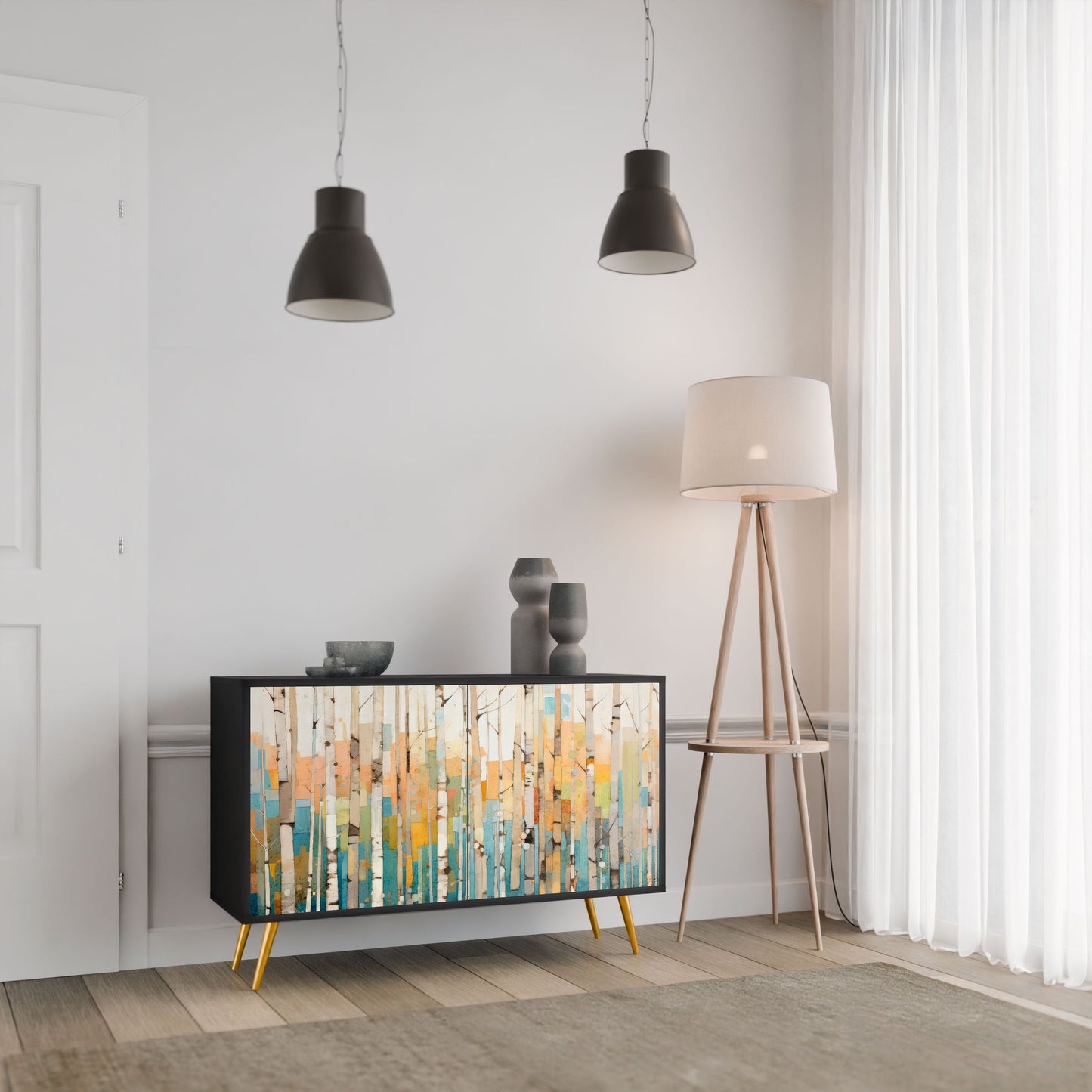 Credenza BIRCH KALEIDOSCOPE a 2 ante in finitura nera