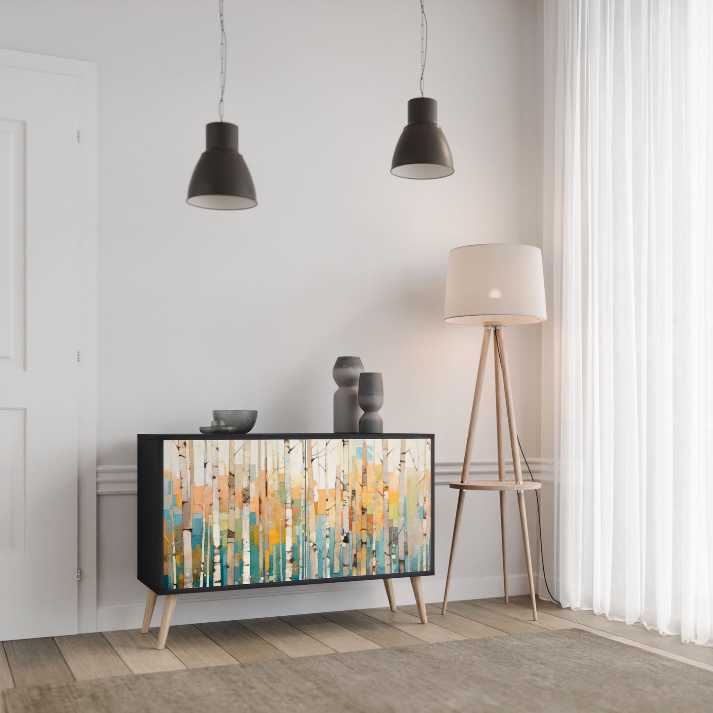Credenza BIRCH KALEIDOSCOPE a 2 ante in finitura nera