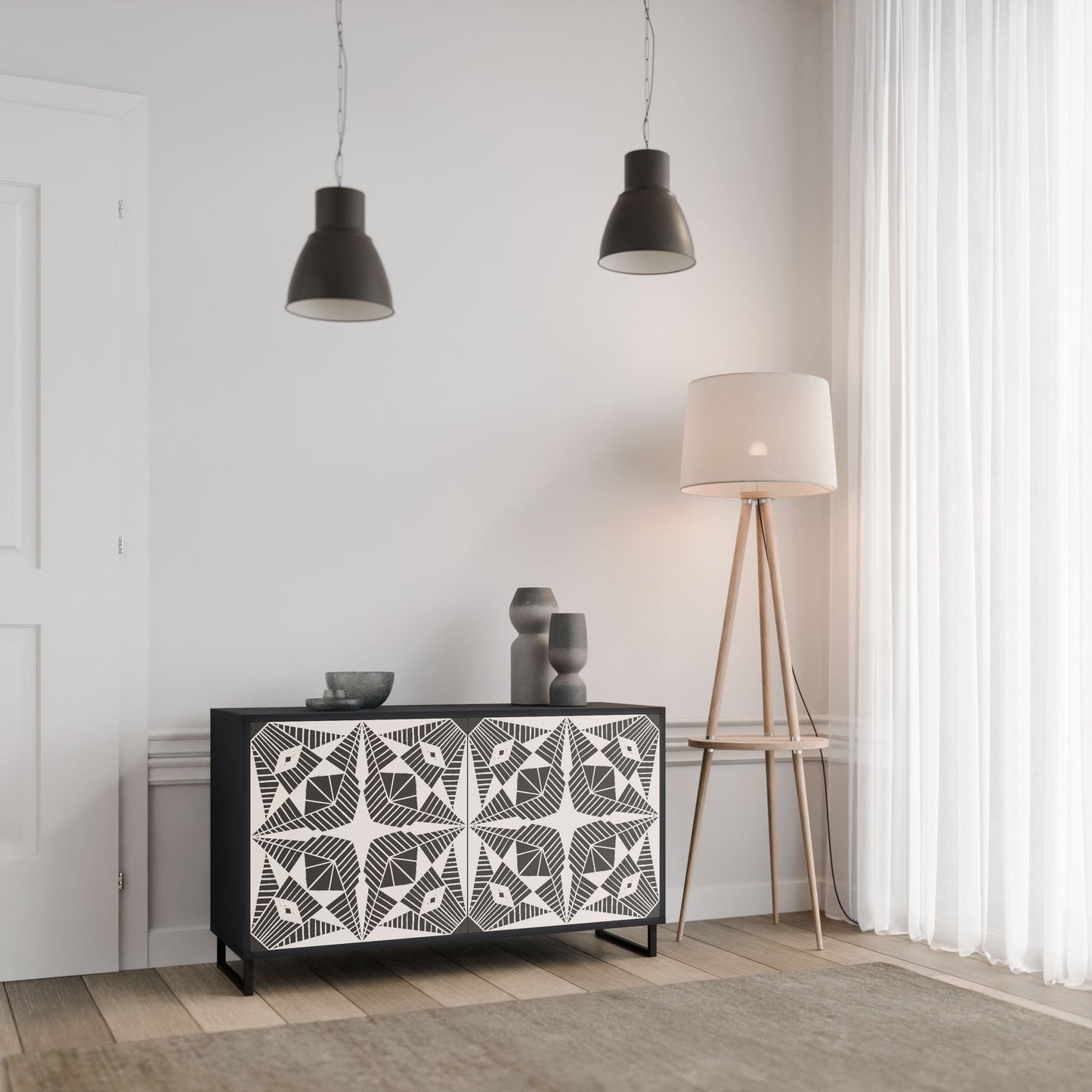 MONOCHROME NEXUS 2-Door Sideboard in Black Finish