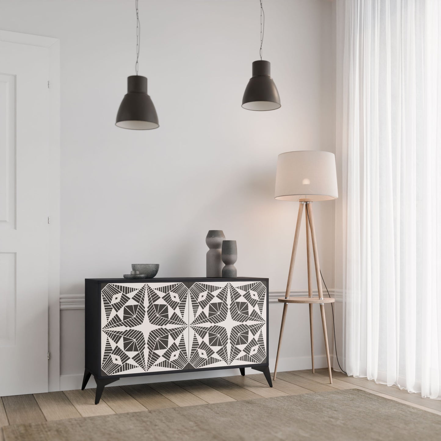 MONOCHROME NEXUS 2-Door Sideboard in Black Finish