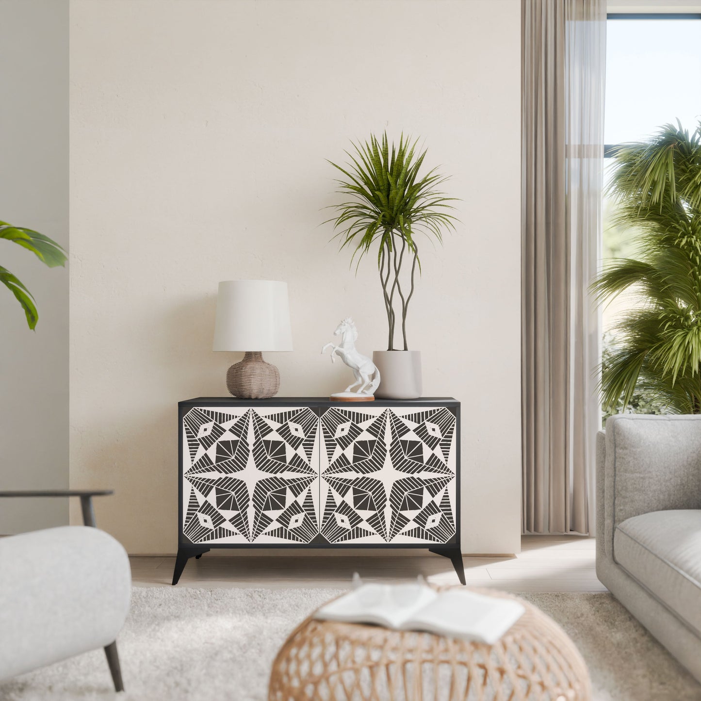 MONOCHROME NEXUS 2-Door Sideboard in Black Finish