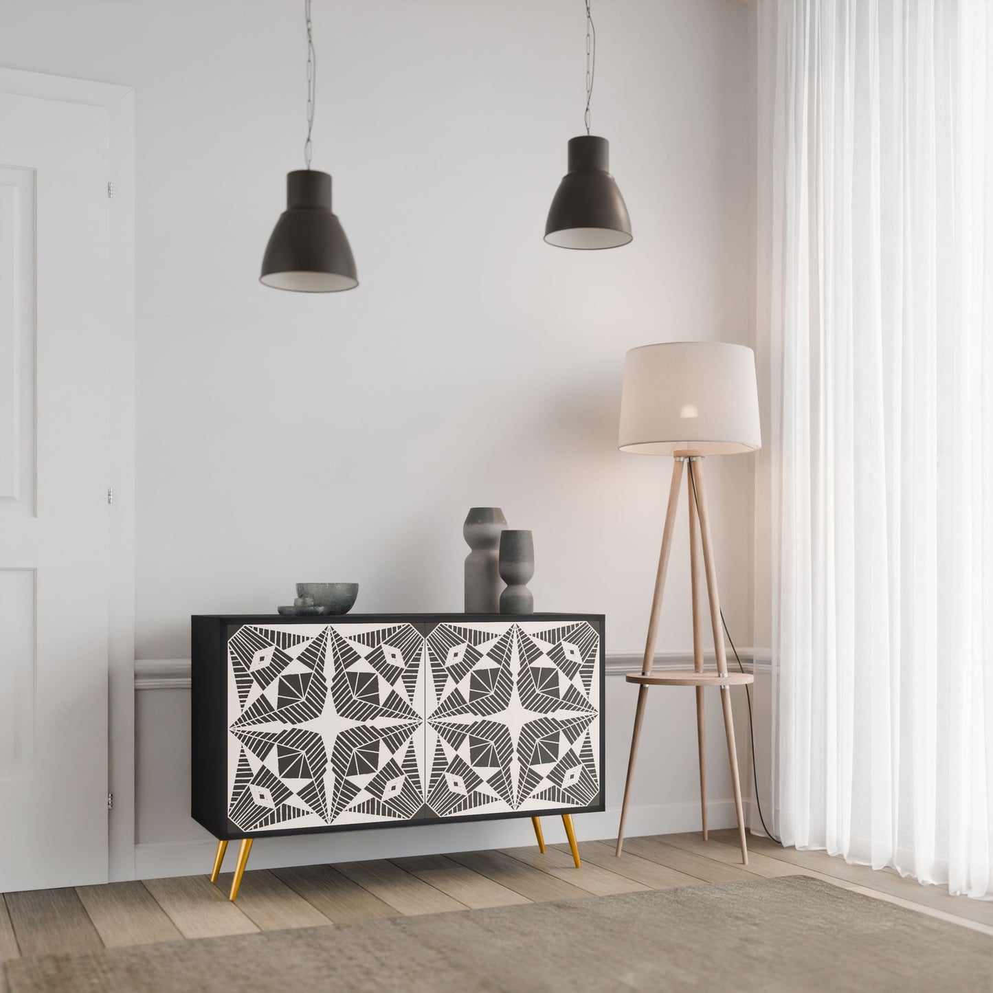 MONOCHROME NEXUS 2-Door Sideboard in Black Finish