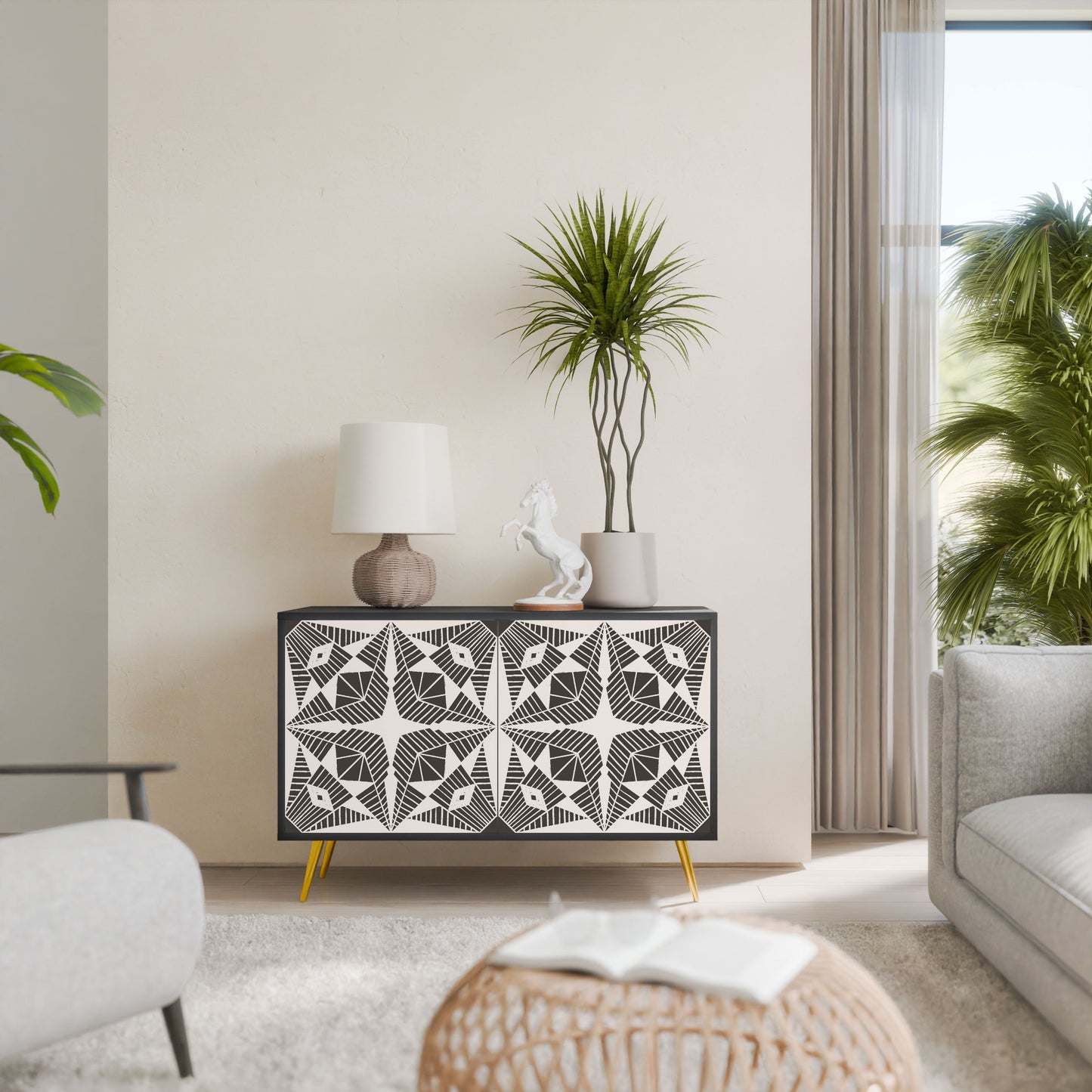 MONOCHROME NEXUS 2-Door Sideboard in Black Finish