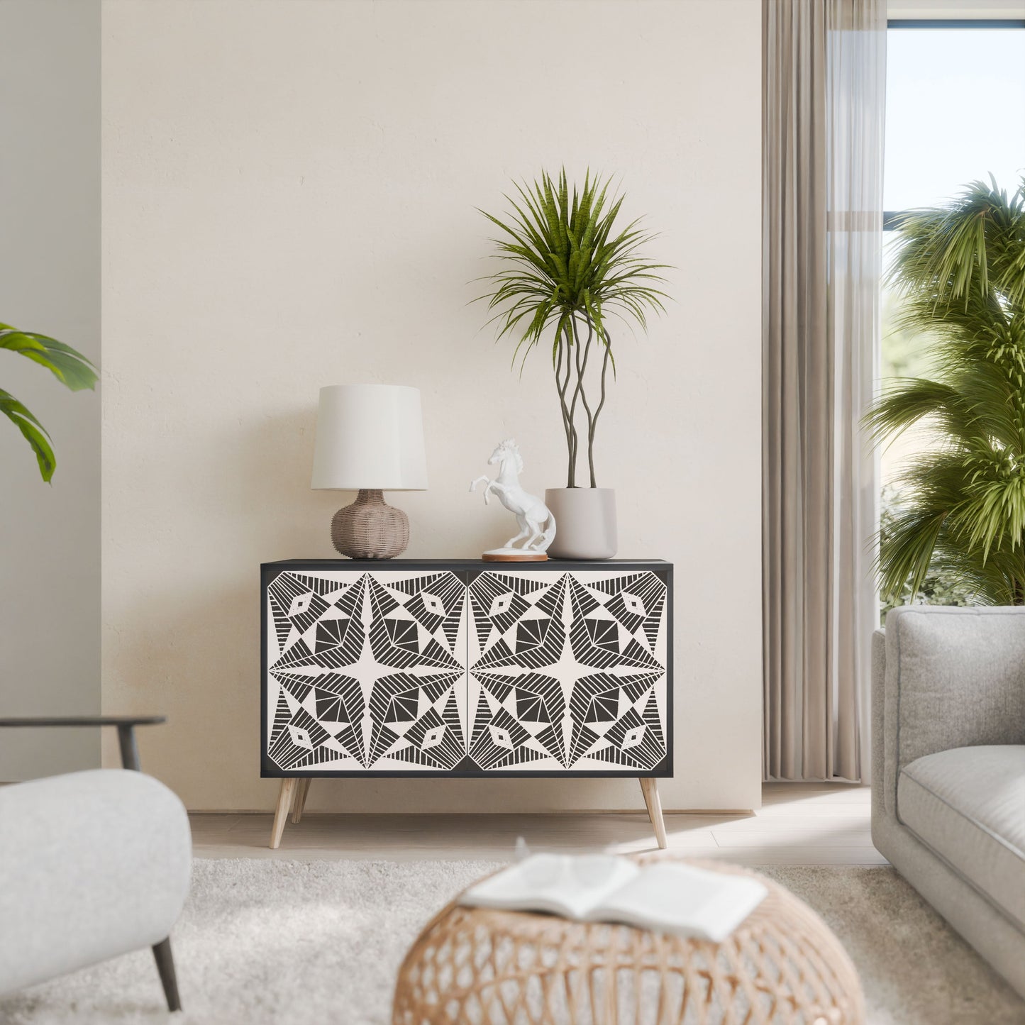MONOCHROME NEXUS 2-Door Sideboard in Black Finish