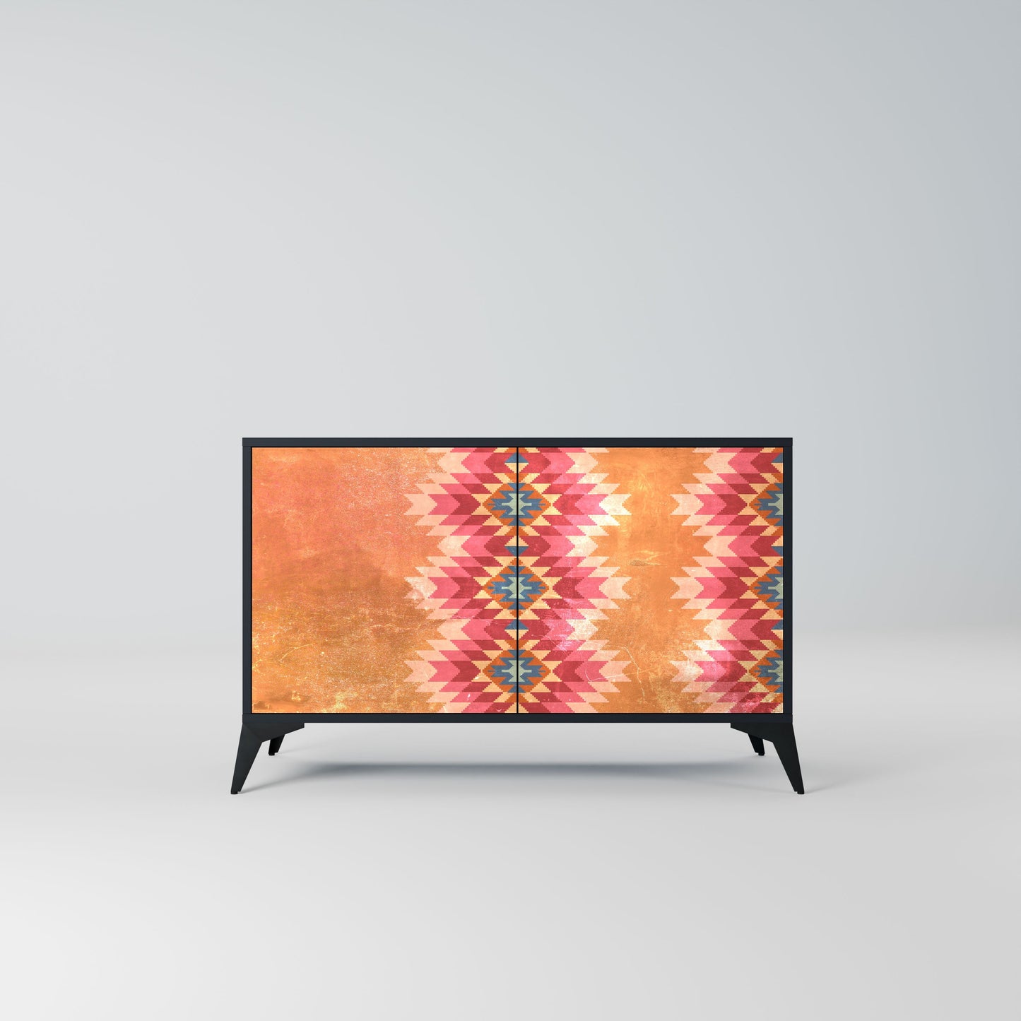 Credenza INDIAN FOLK a 2 ante in finitura nera