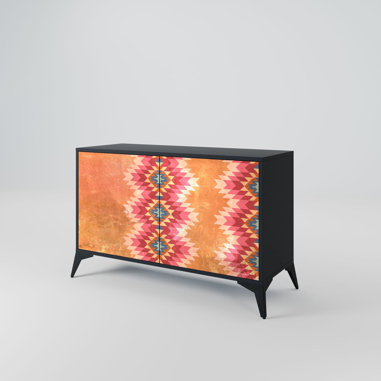Credenza INDIAN FOLK a 2 ante in finitura nera