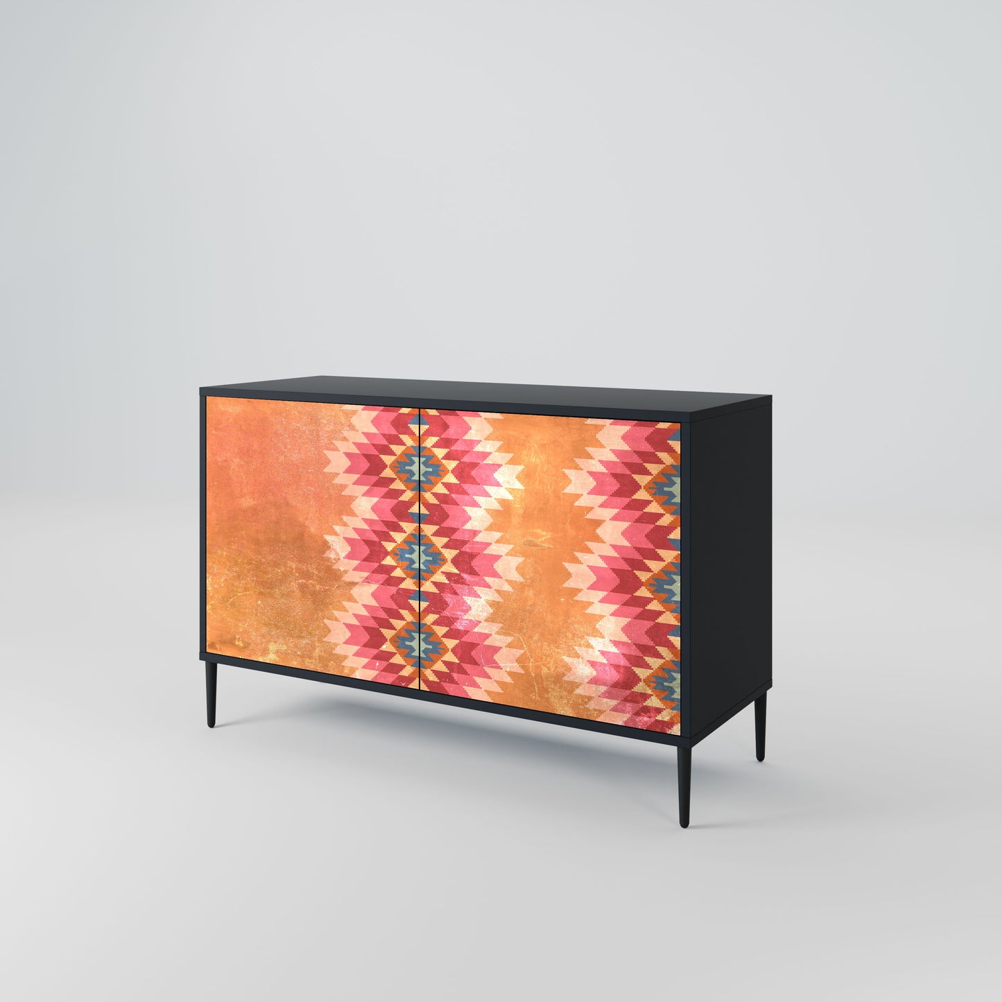 Credenza INDIAN FOLK a 2 ante in finitura nera